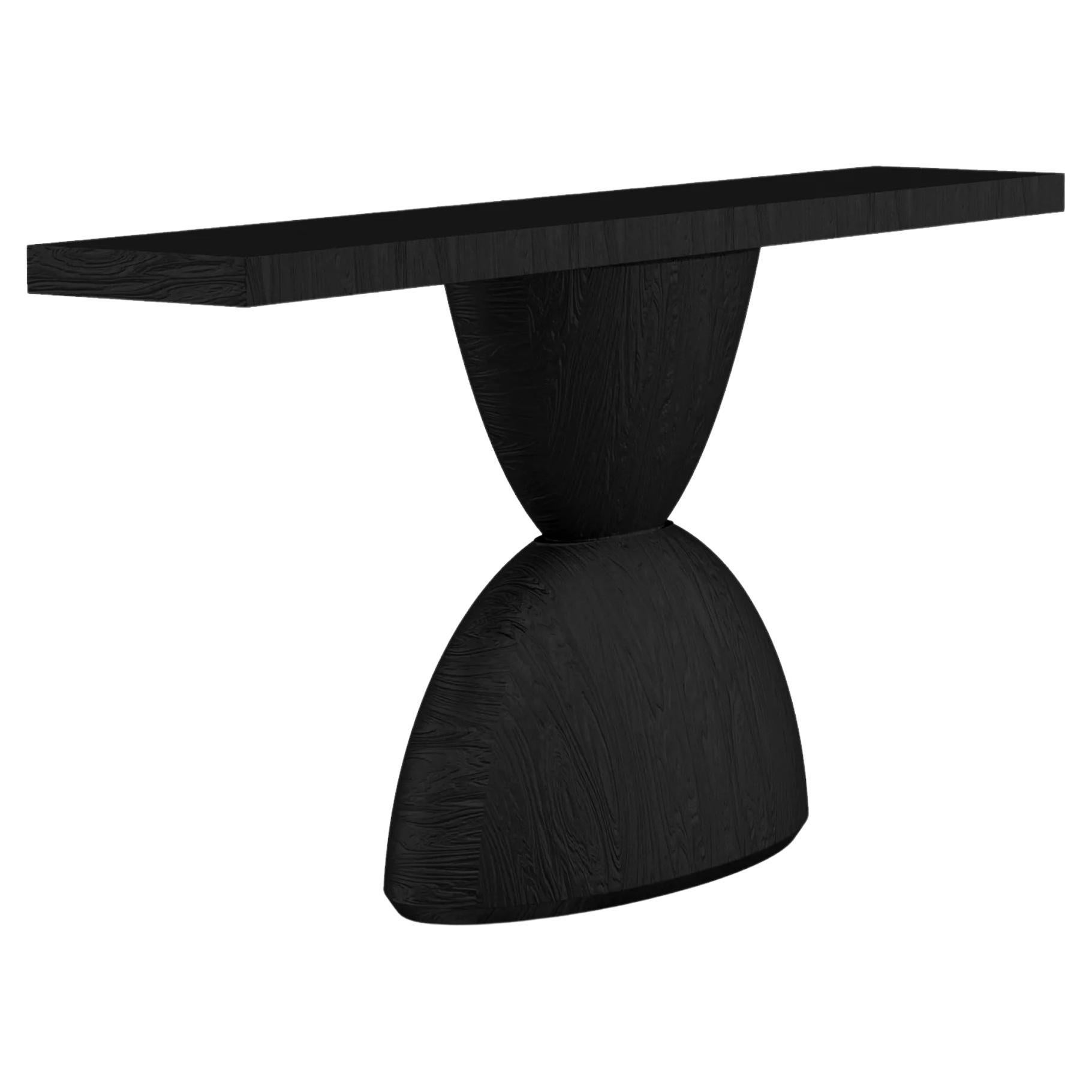 Table console contemporaine Tota en bois brûlé de CarmWorks, personnalisable en vente