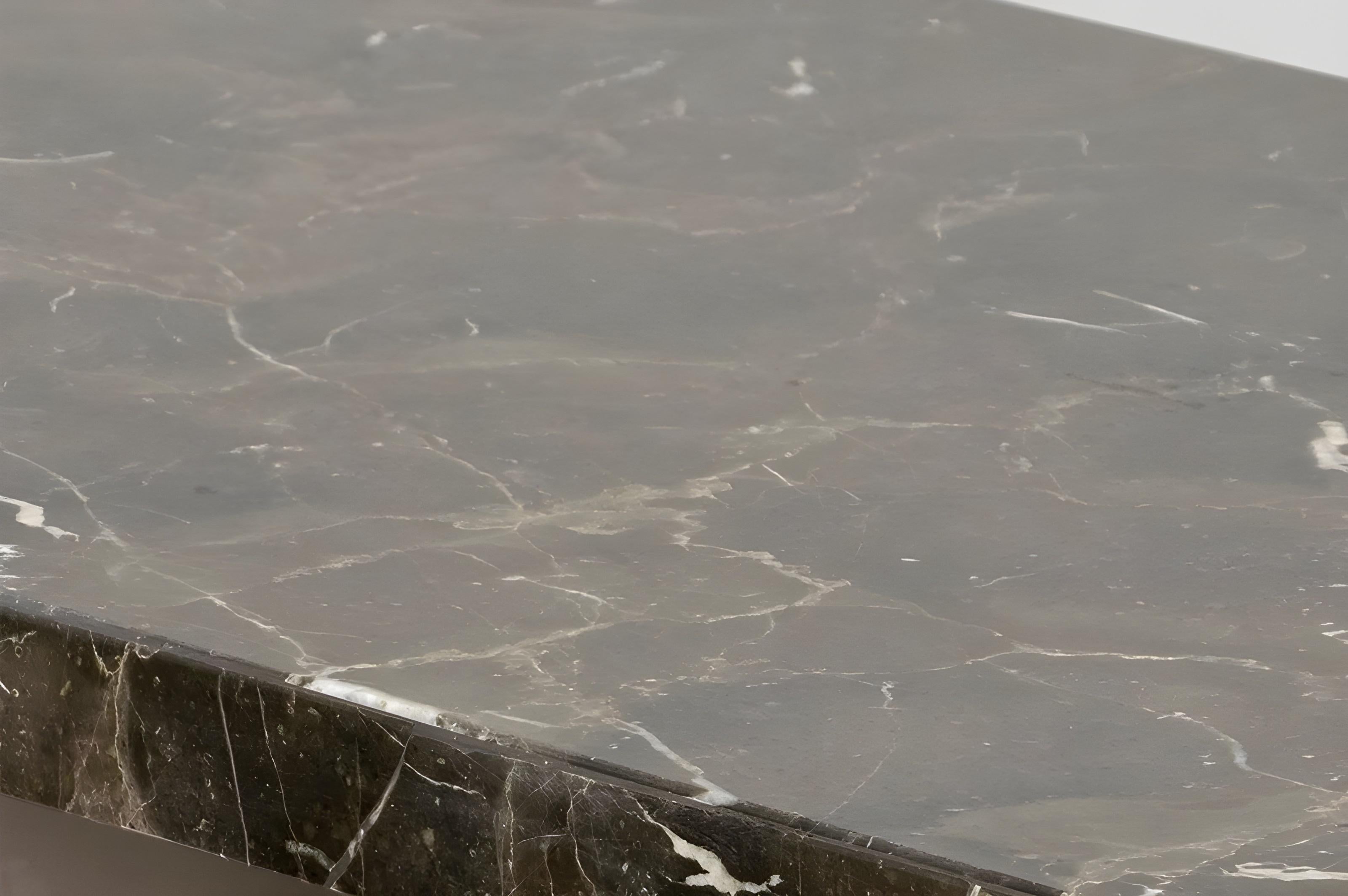 Wood Contemporary Console Table With Cylindrical Legs & Marble Top By José Castro For Sale