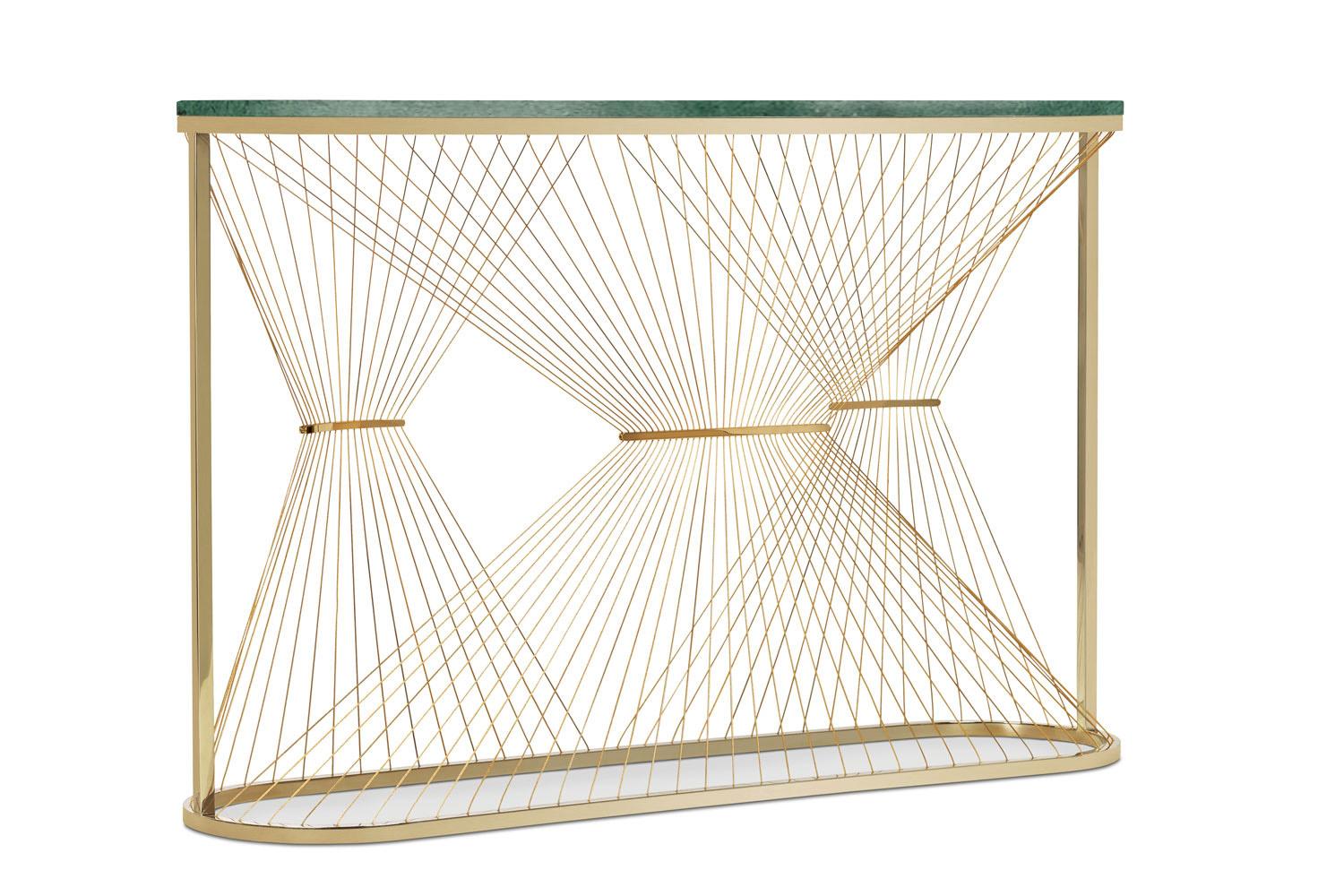 Contemporary Console Table with Marble, Brass and Steel, Handmade in Italy For Sale 3