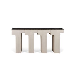 Contemporary Console Table with Marble Top & Limed Oak Structure By José Castro