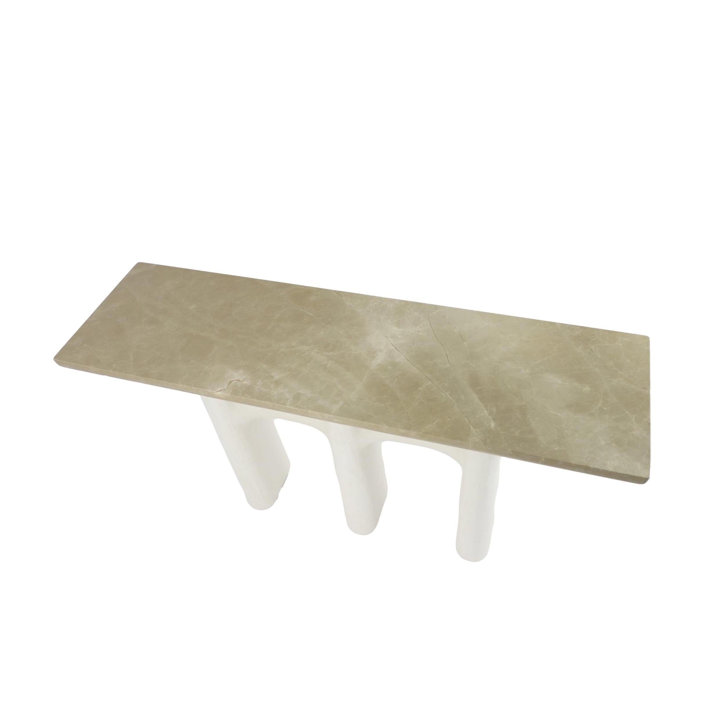 XXI secolo e contemporaneo Console contemporanea con gambe intonacate e piano in marmo in vendita