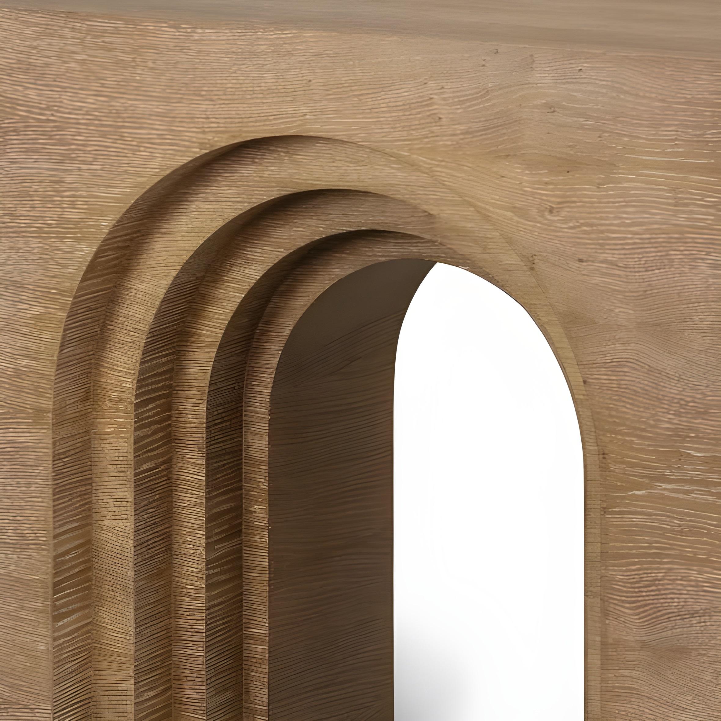 Modern Contemporary Console with Stepped Arch In Limed Oak Wood By José Castro For Sale