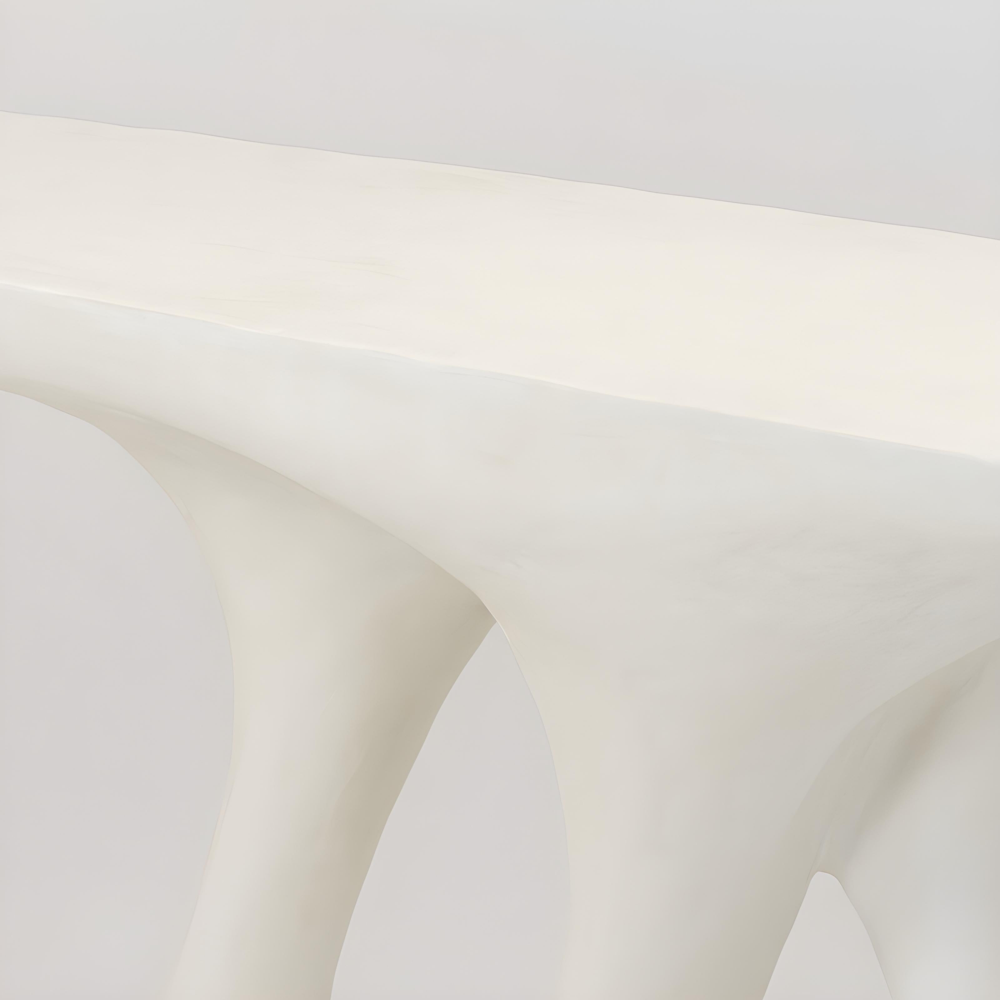 Modern Contemporary Console with Two Sculpted Legs, Plaster/Carved Wood By José Castro For Sale
