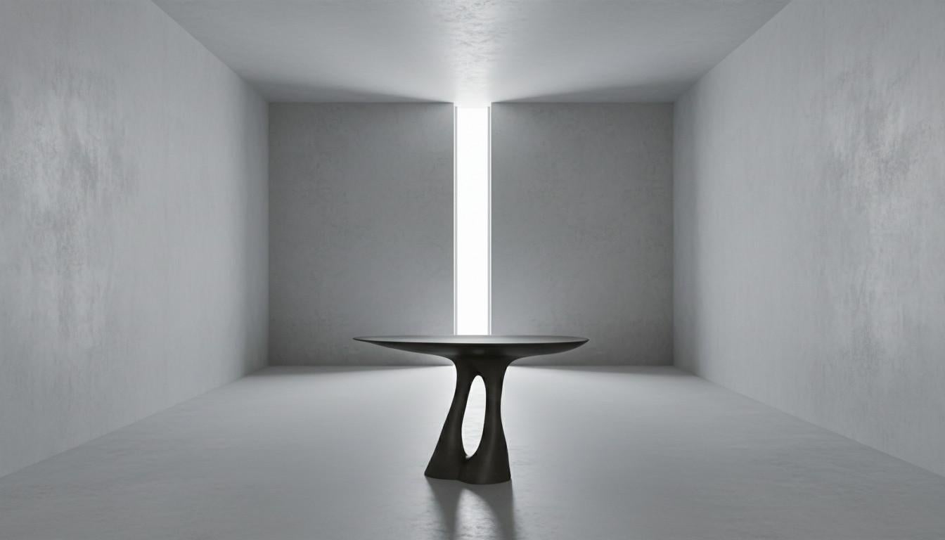 Hand-Crafted Contemporary Console with Two Sculpted Legs, Plaster/Carved Wood By José Castro For Sale