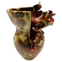 Contemporary Contemporary Mottled Pinched Waved Glass Vase by FD21 Clay