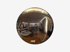Contemporary, Convex Glass, Brass, Silver Space Age Wall Mirror