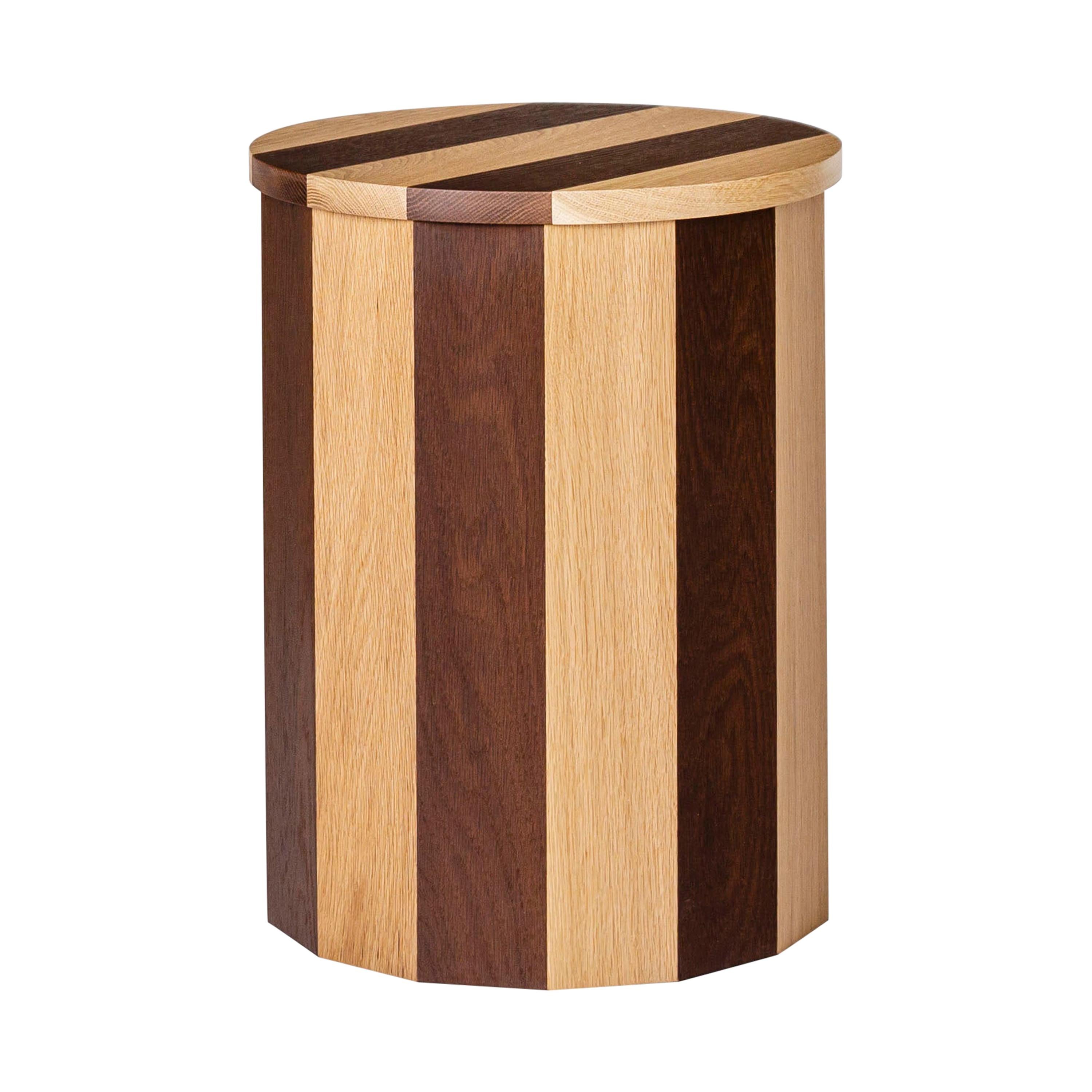 Contemporary Cooperage Stool in Striped Oak by Fort Standard For Sale