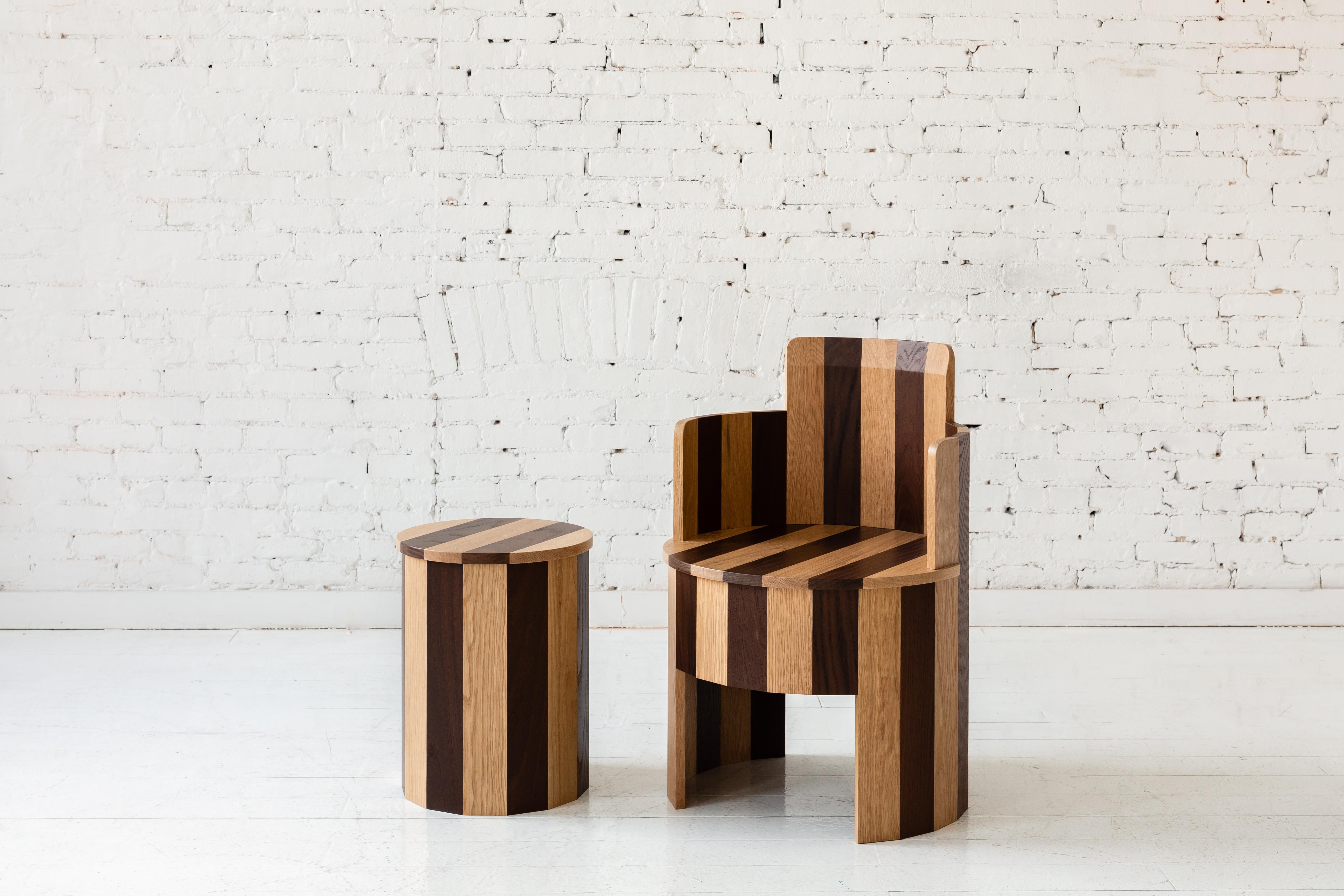 Hand-Crafted Contemporary Cooperage Stool in Striped Oak by Fort Standard, in Stock For Sale