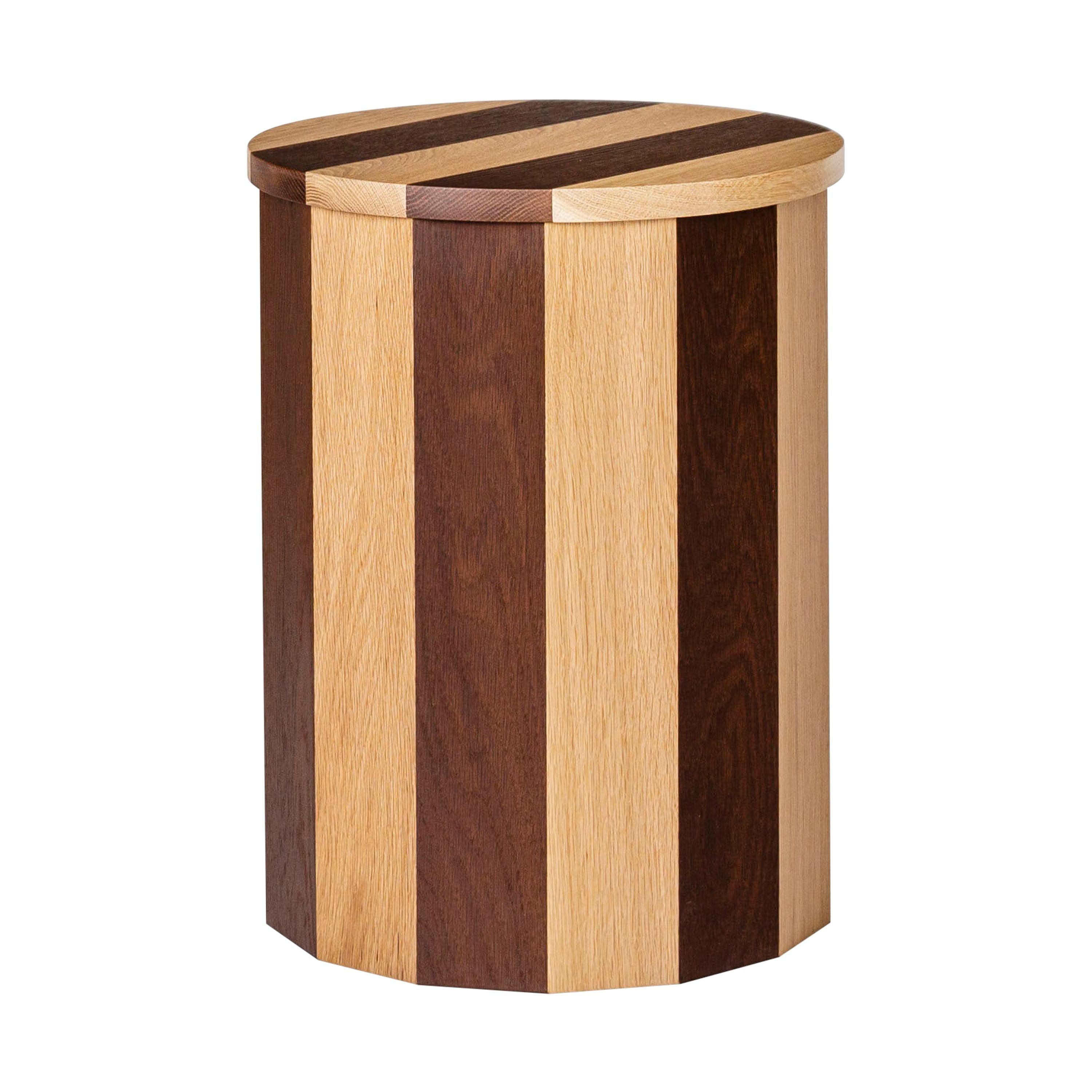 Contemporary Cooperage Stool in Striped Oak by Fort Standard, in Stock For Sale