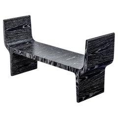 Contemporary Copacabana Bench, Black Limed Oak wood, Cushion optional in COM/COL