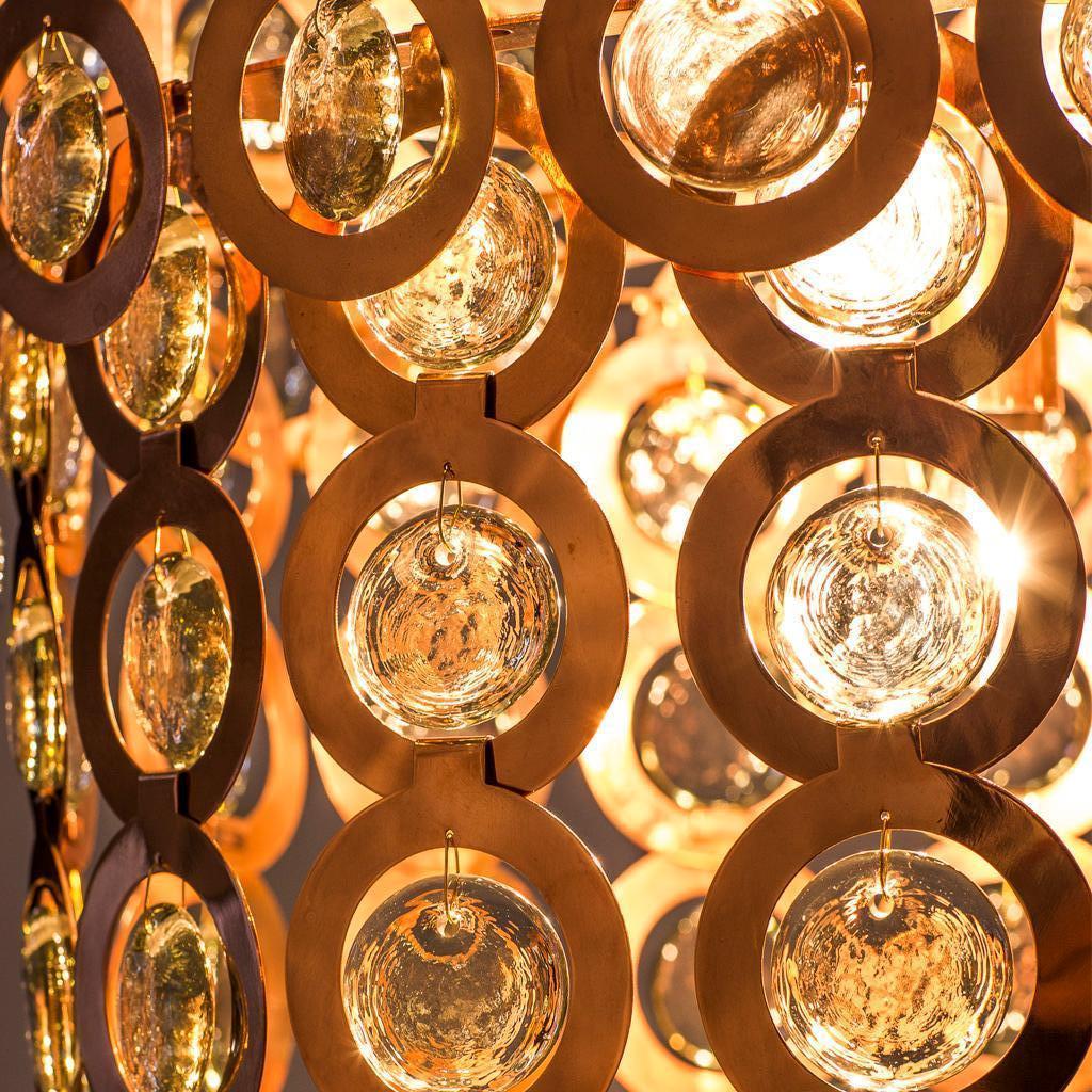 Stampato Lampadario contemporaneo modulare Surlight in rame e vetro di Egg Designs in vendita
