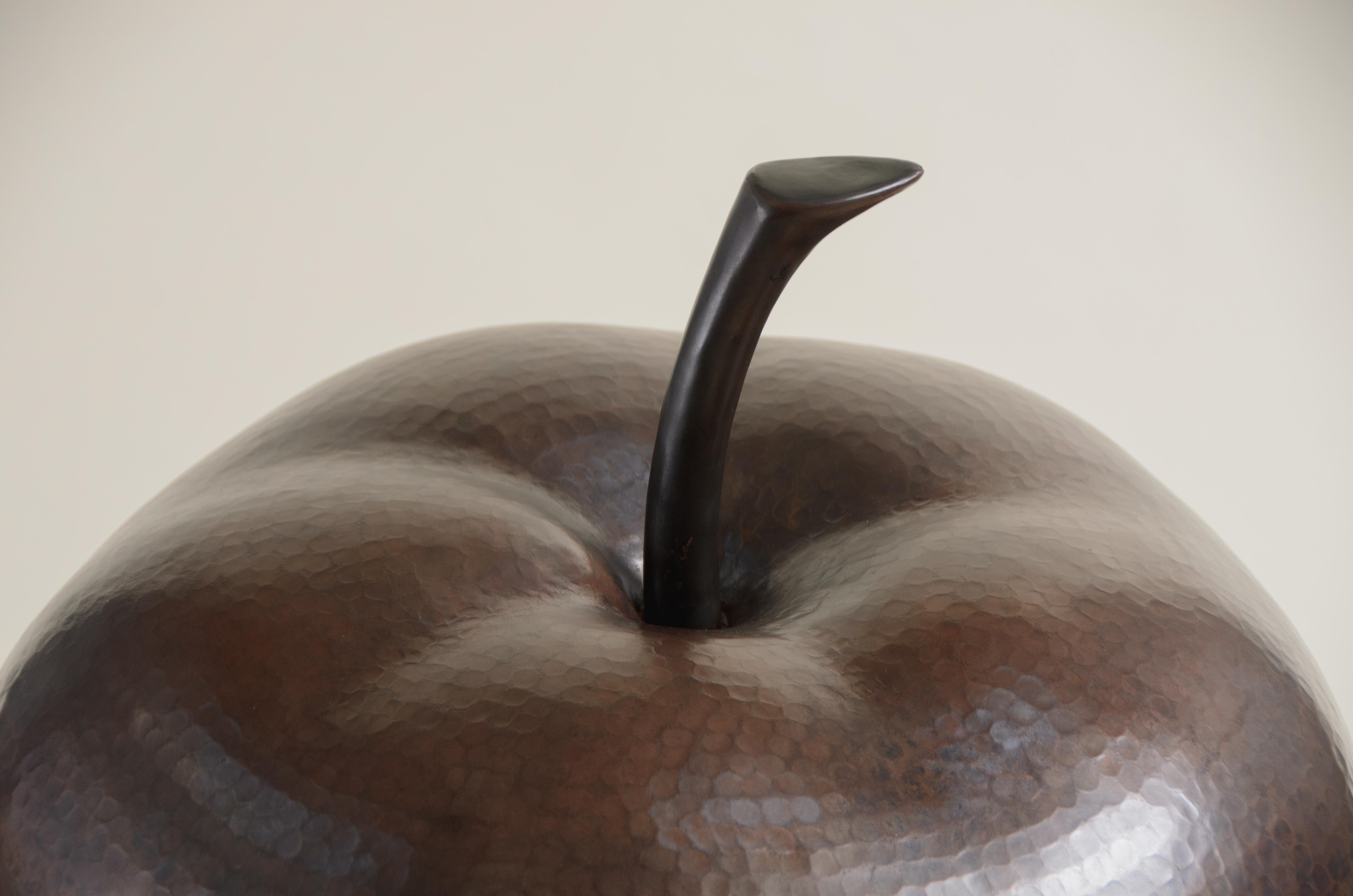 Contemporary Copper Apple Sculpture by Robert Kuo, Repoussé, Limited Edition For Sale 1