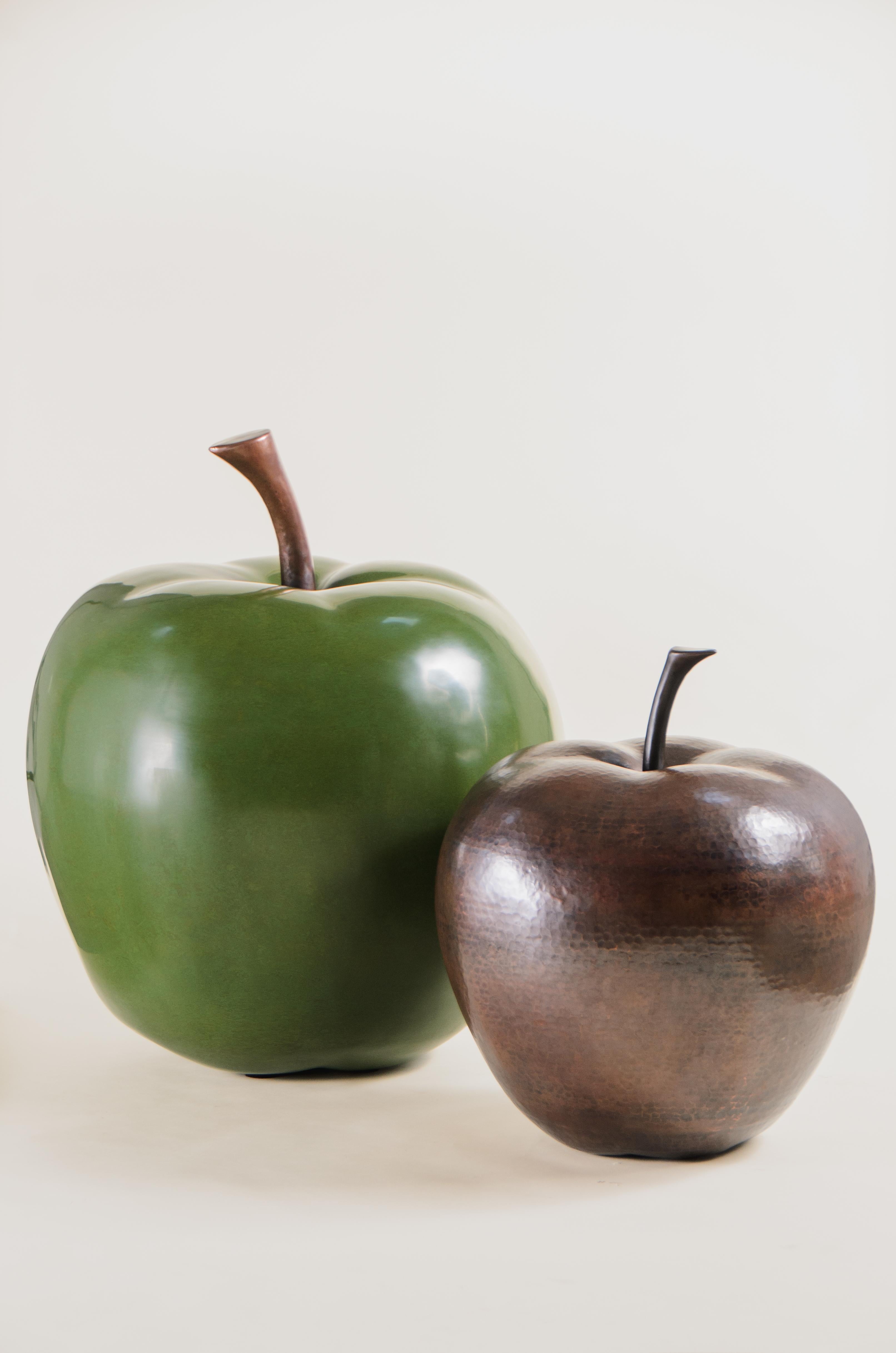 Contemporary Copper Apple Sculpture by Robert Kuo, Repoussé, Limited Edition For Sale 2