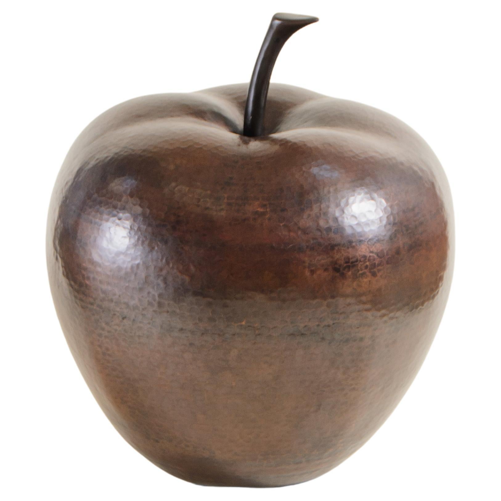 Contemporary Copper Apple Sculpture by Robert Kuo, Repoussé, Limited Edition For Sale