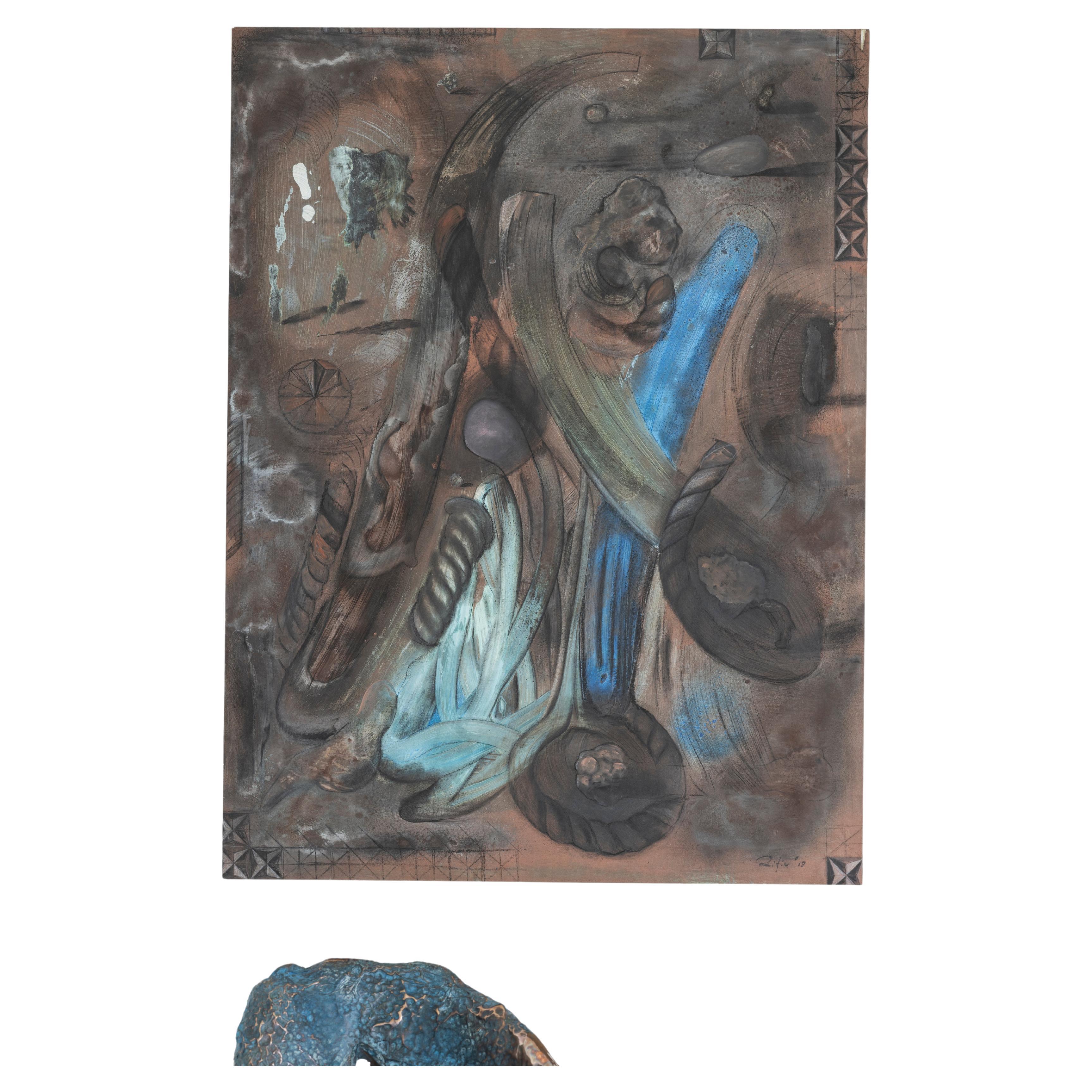 Dipinto contemporaneo in rame Under Venusian Skies di Marius Ritiu in vendita