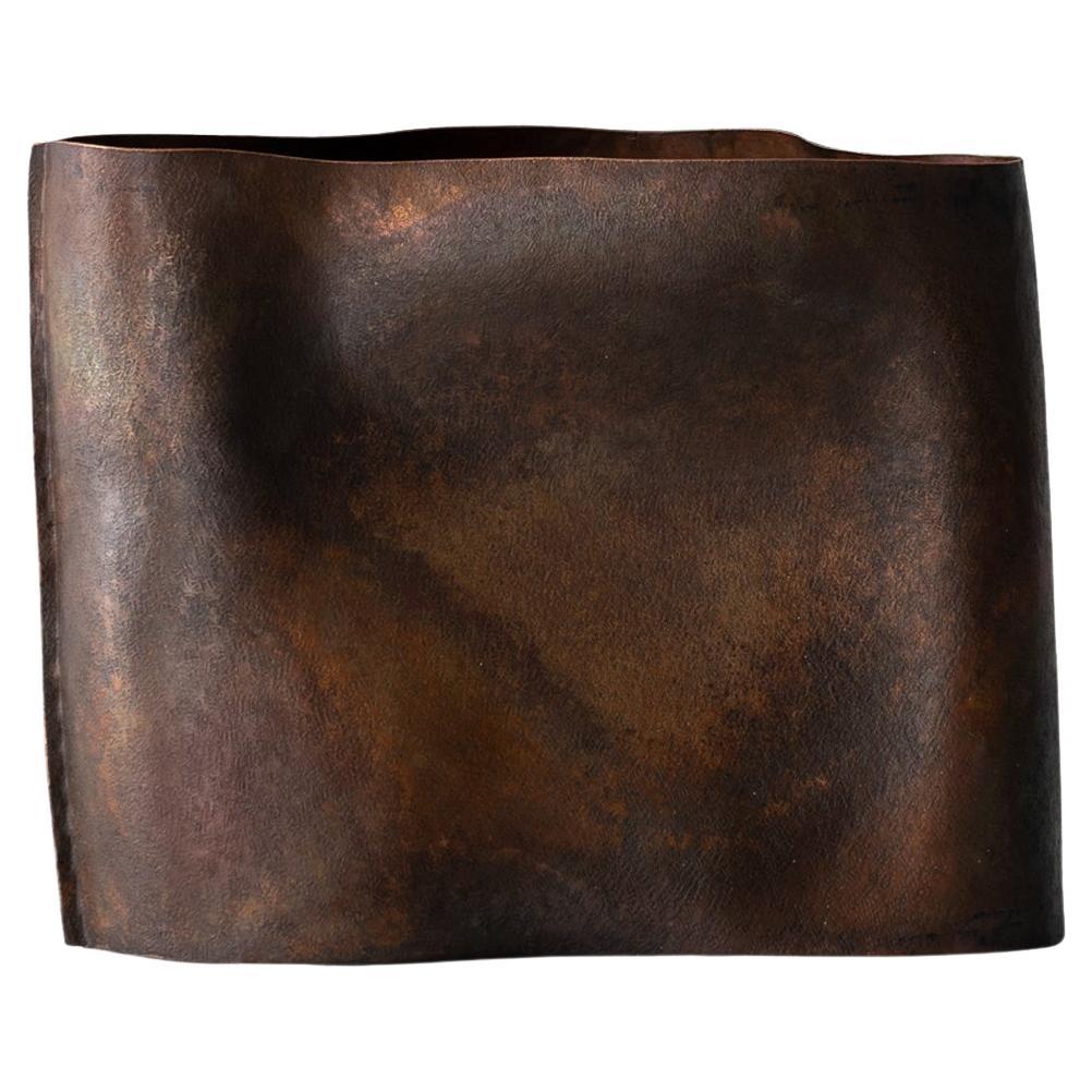 Contemporary Copper Vase 2, Textured Natural Dark Lacquer, Seung Hyun Lee, Korea For Sale