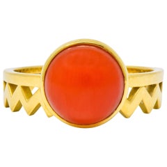 Contemporary Coral 18 Karat Gold Zig Zag Stacking Ring