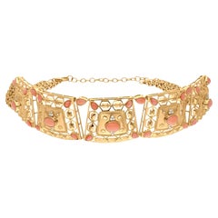 Contemporary Coral Diamond Choker Necklace 18 Karat Yellow Gold Handmade Jewelry