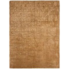 Contemporary Cordoba Beige and Brown Wool and Silk Rug