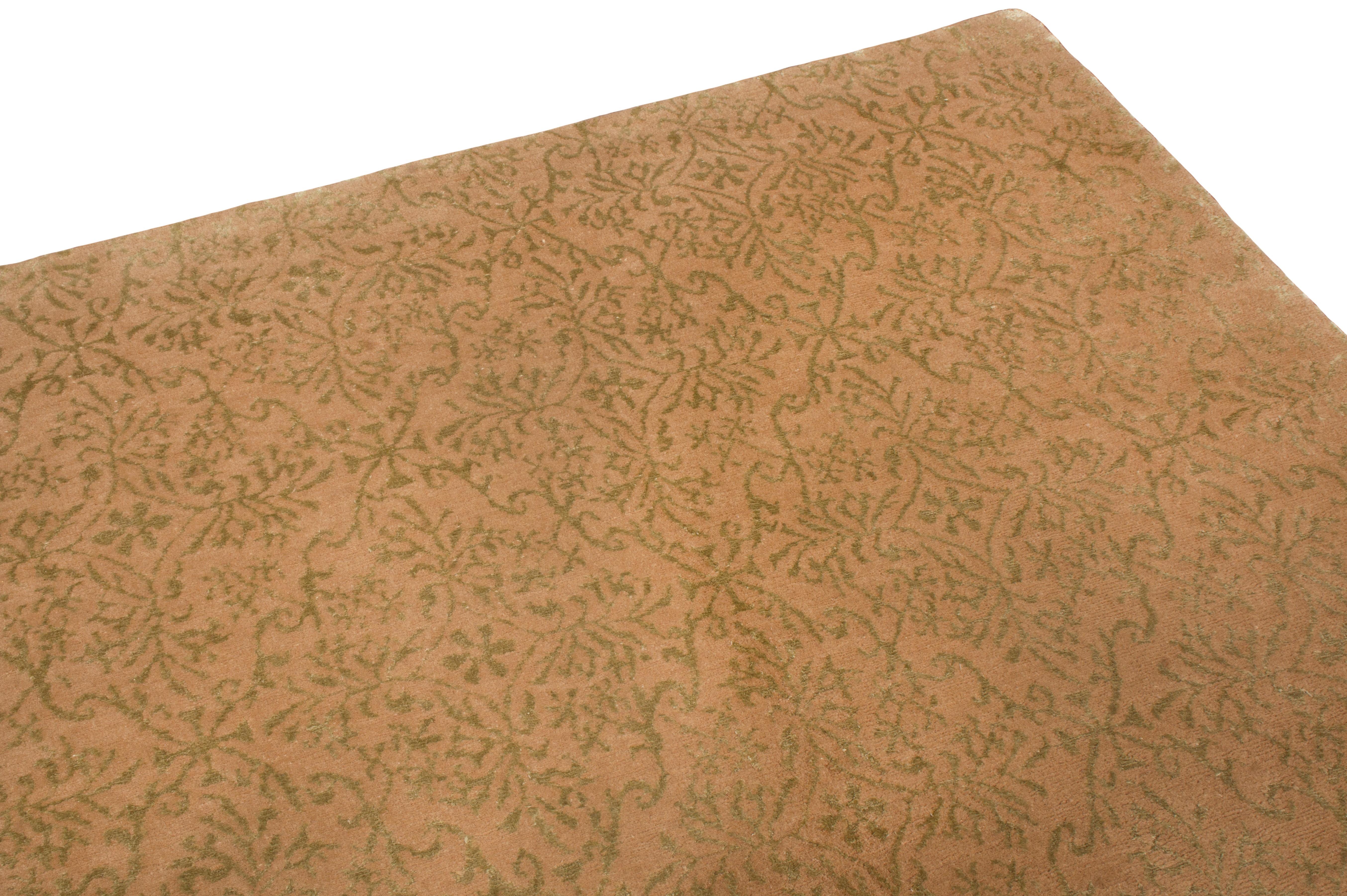 Annodato a mano Tappeto Contemporary Cordoba Beige-Oro e Verde in lana e seta in vendita