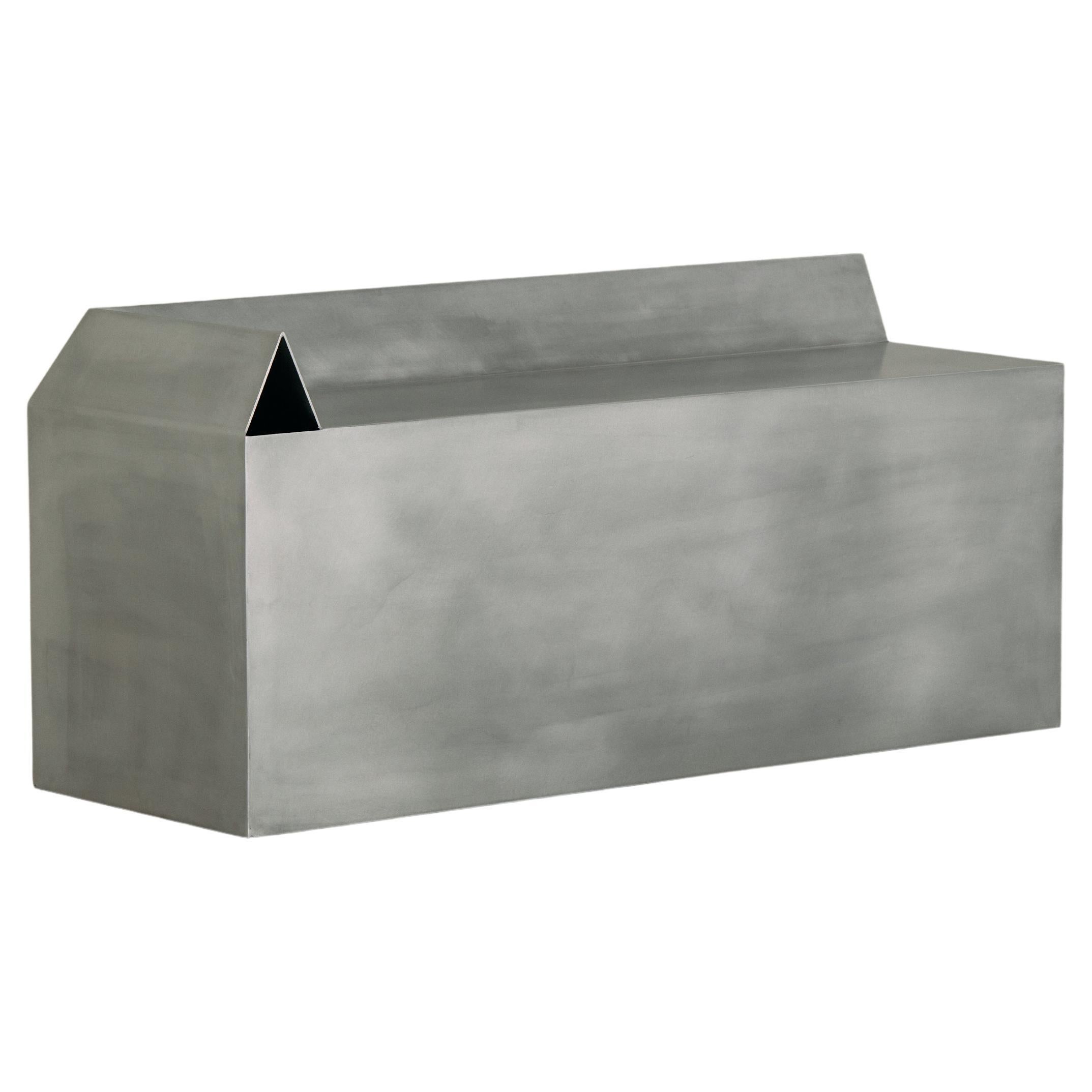 Contemporary Corner Bench in Raw Waxed Steel For Sale
