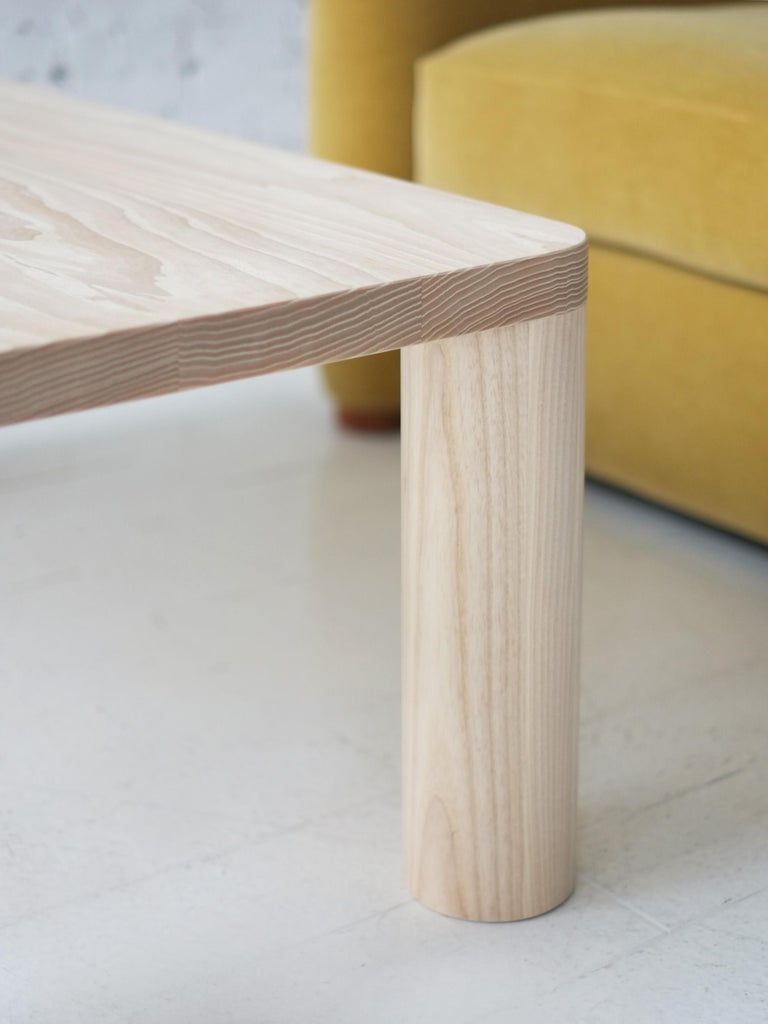 Contemporary Corner Leg Wood Column Coffee Table In White