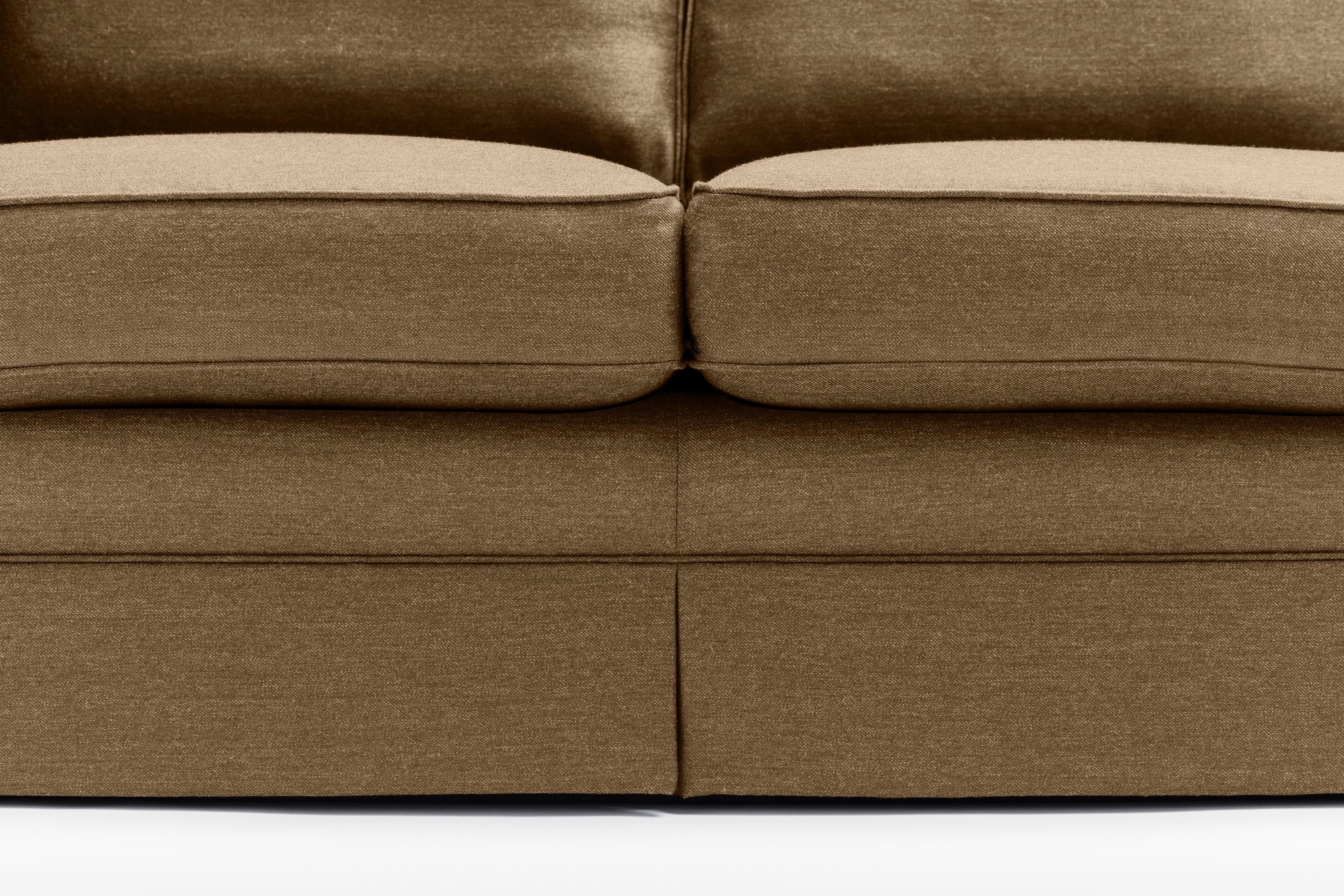 English Contemporary Corner Sofa Tailored British Wool Denim Blue Coil Sprung Handmade For Sale