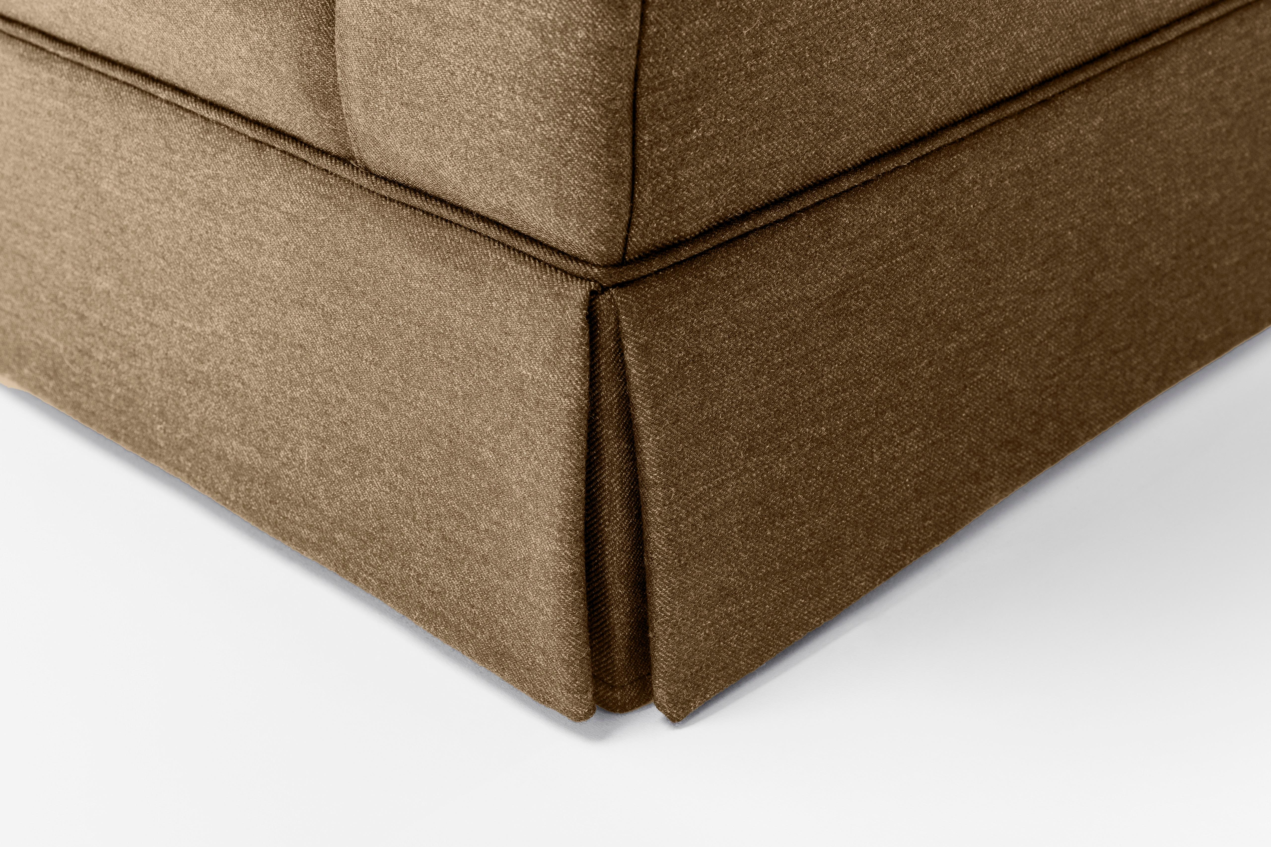 Hand-Crafted Contemporary Corner Sofa Tailored British Wool Denim Blue Coil Sprung Handmade For Sale