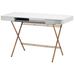 Contemporary Cosimo Desk by Marco Zanuso Jr. with Grey Glossy Lacquered Top