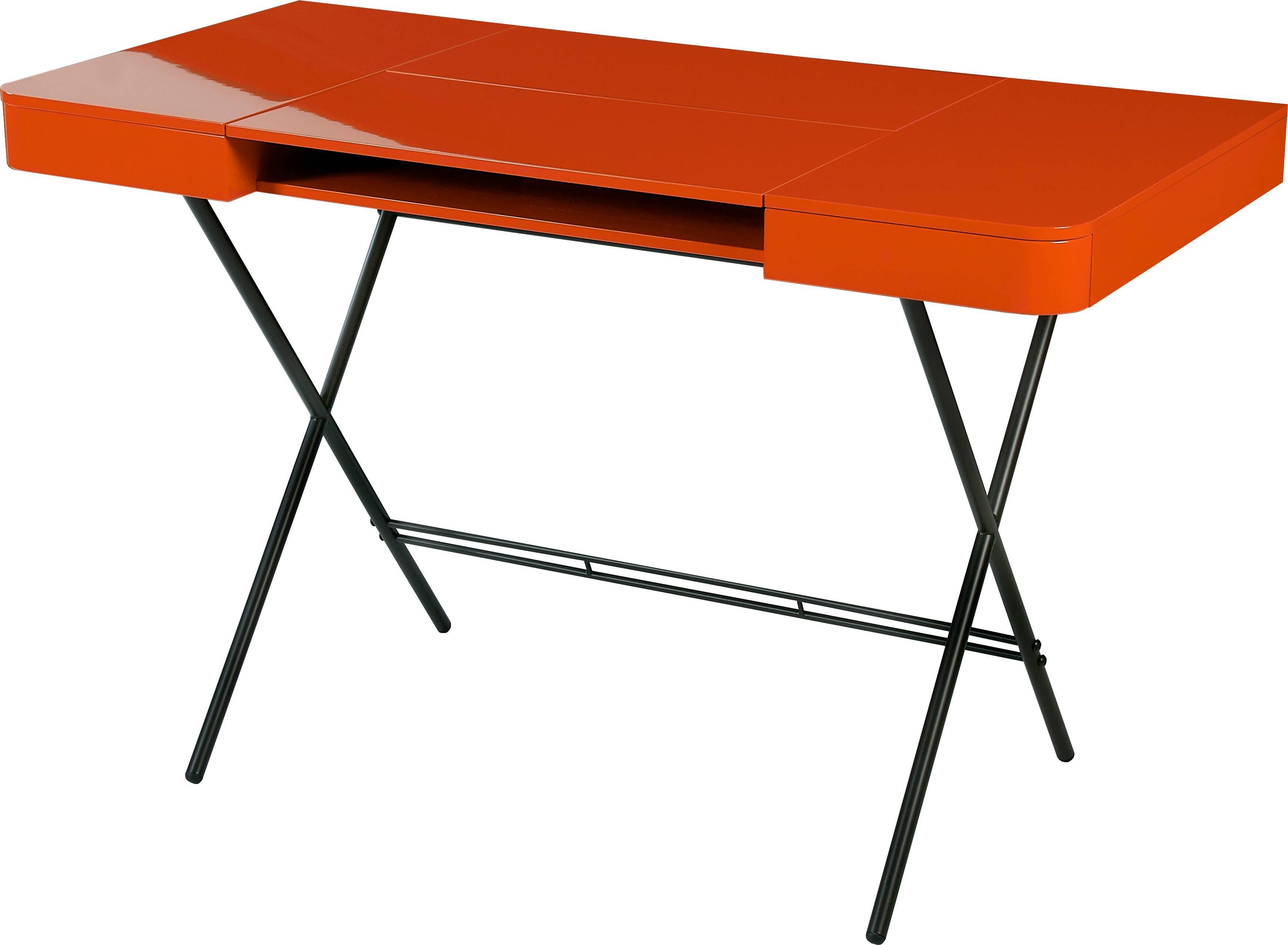Contemporary Cosimo Desk by Marco Zanuso Jr. with Orange Glossy Lacquered Top im Angebot 1