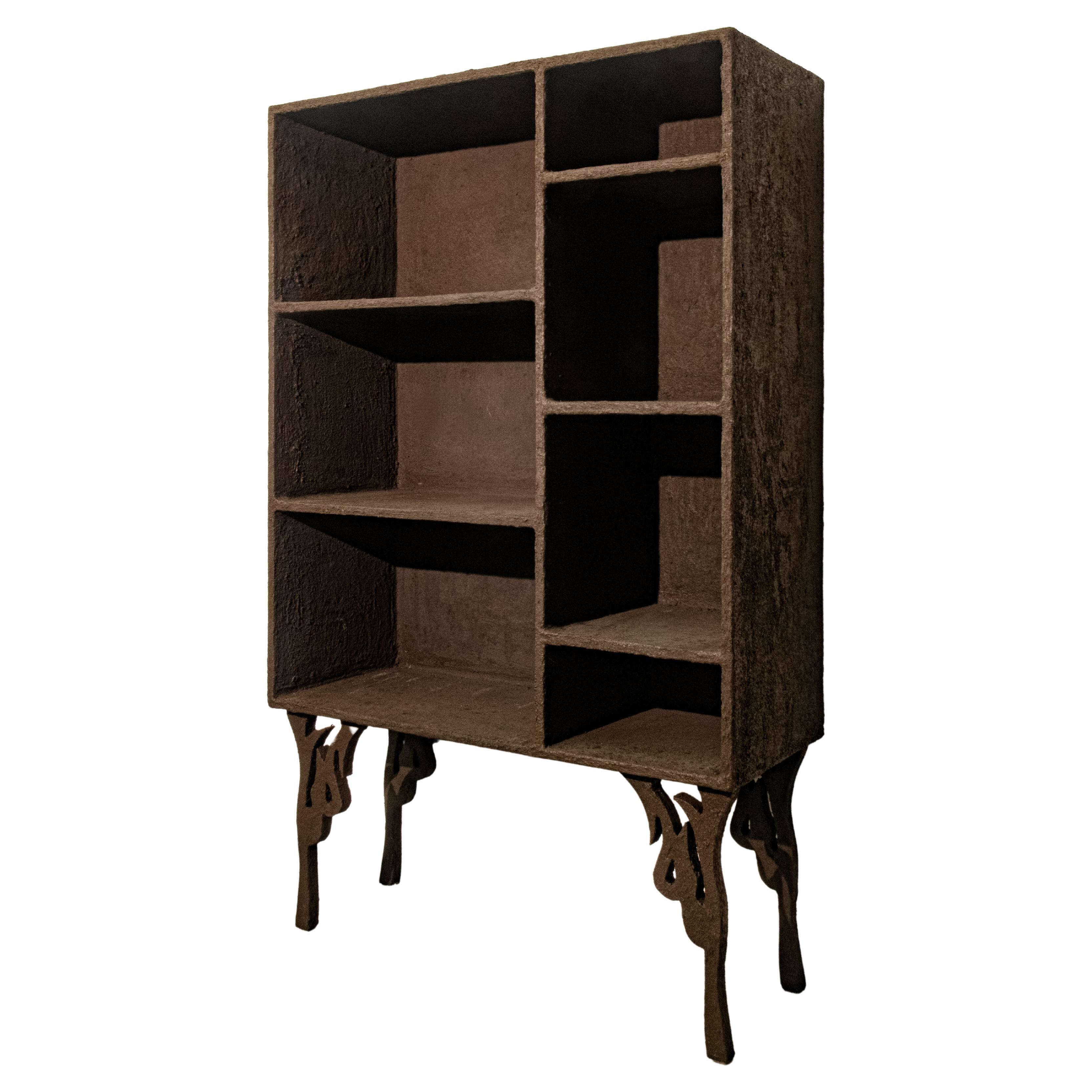 Contemporary Cossyra Brown Concrete Bookcase by Angelica Lorenzi For Sale