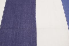 Contemporary Cotton Denim Coloured Striped Dhurrie Rug by Madeline Weinrib