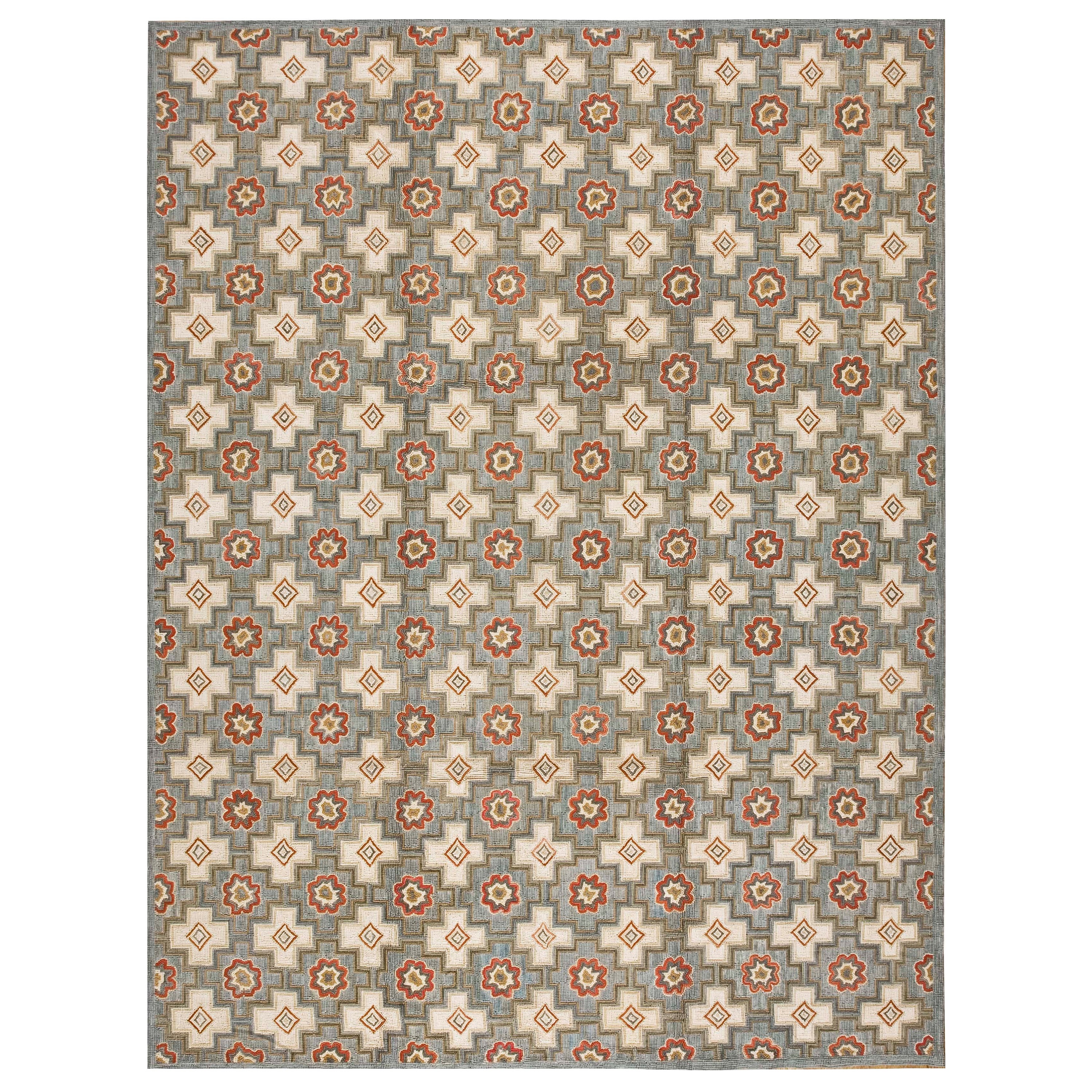 Tappeto contemporaneo con ganci in cotone  (9' x 12' - 274 x 365 ) in vendita