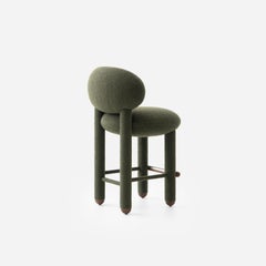 Contemporary Counter Chair 'Flock CS1' by Noom, Green Bouclé