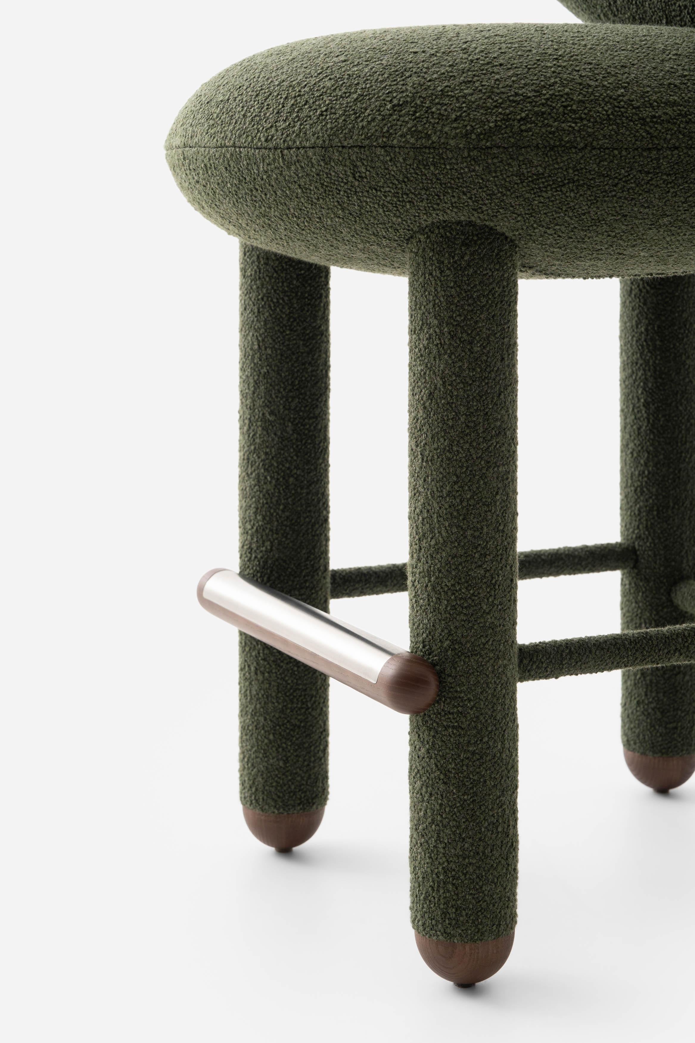 Contemporary Counter Chair 'Flock CS1' von Noom, Bouclé grün im Zustand „Neu“ im Angebot in Paris, IDF