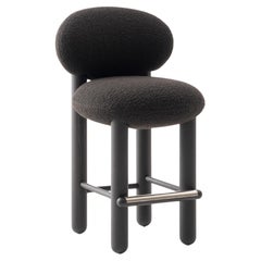 Contemporary Counter Chair 'Flock CS2' by Noom, Black Bouclé