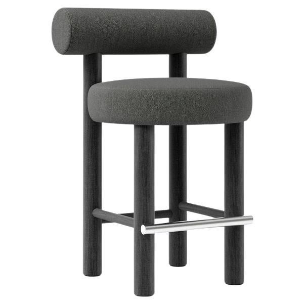 Contemporary Counter Chair 'Gropius CS2' by Noom, Wooden Legs, Black For Sale