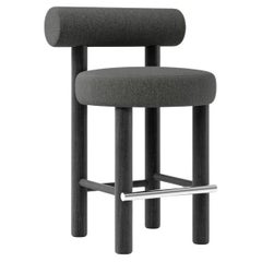 Contemporary Counter Chair 'Gropius CS2' by Noom, Wooden Legs, Black