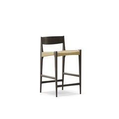 Zeitgenössischer Thekenhocker PIA von Dk3, Cordel natur, Eiche schwarz lackiert