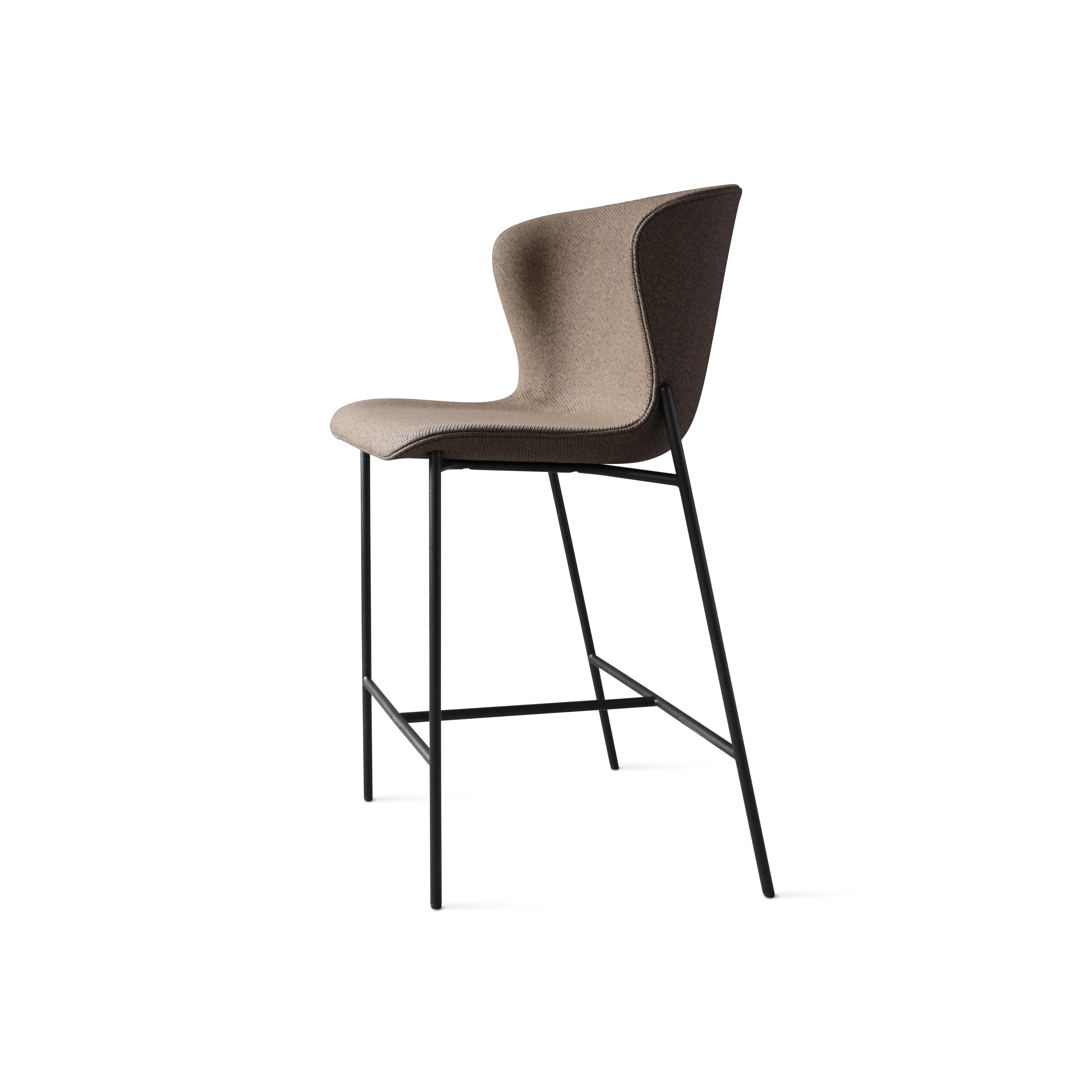 Contemporary Counter Chair 'Pipe' Black Leather Dakar, Black Legs For Sale 5