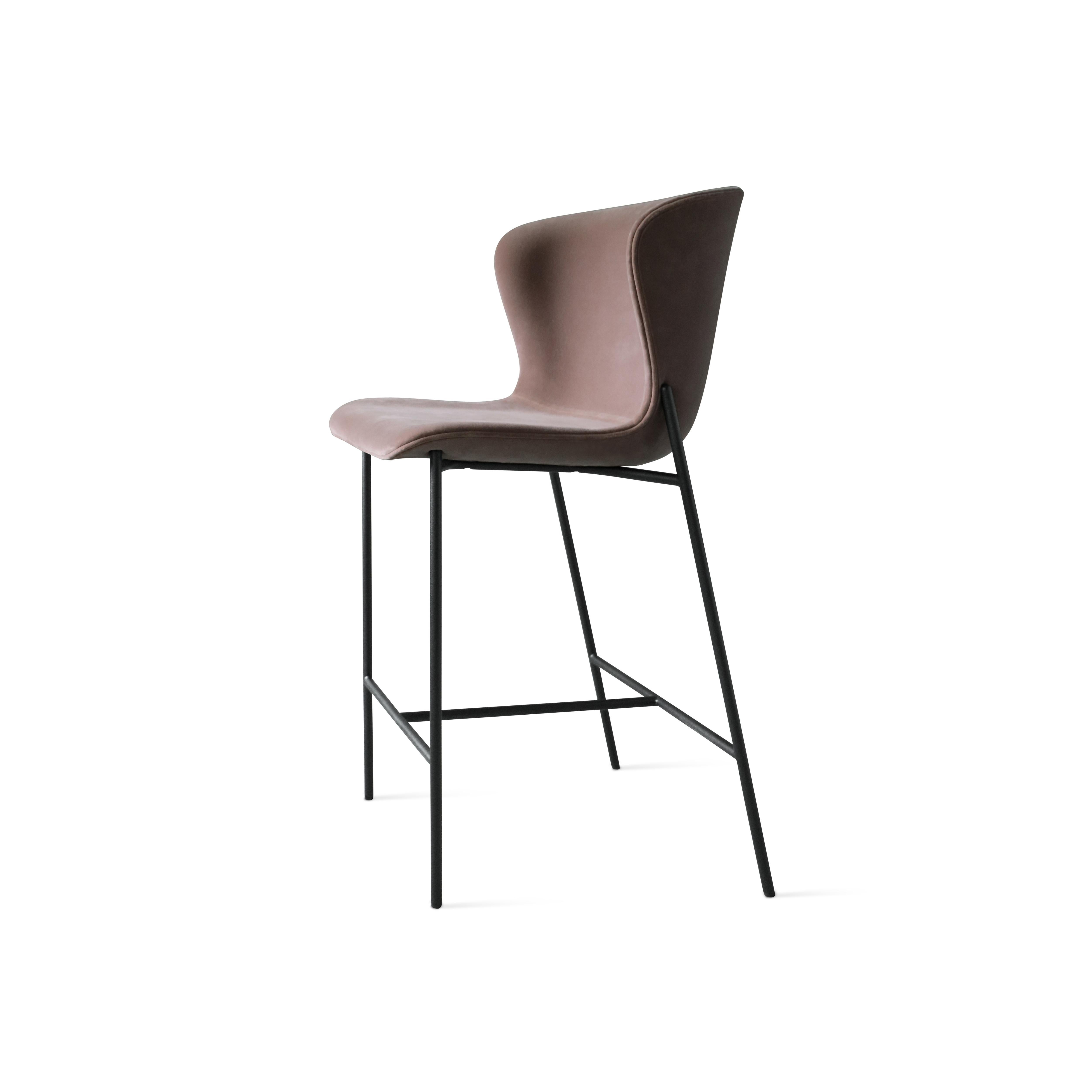 Contemporary Counter Chair 'Pipe' Black Leather Dakar, Black Legs For Sale 7
