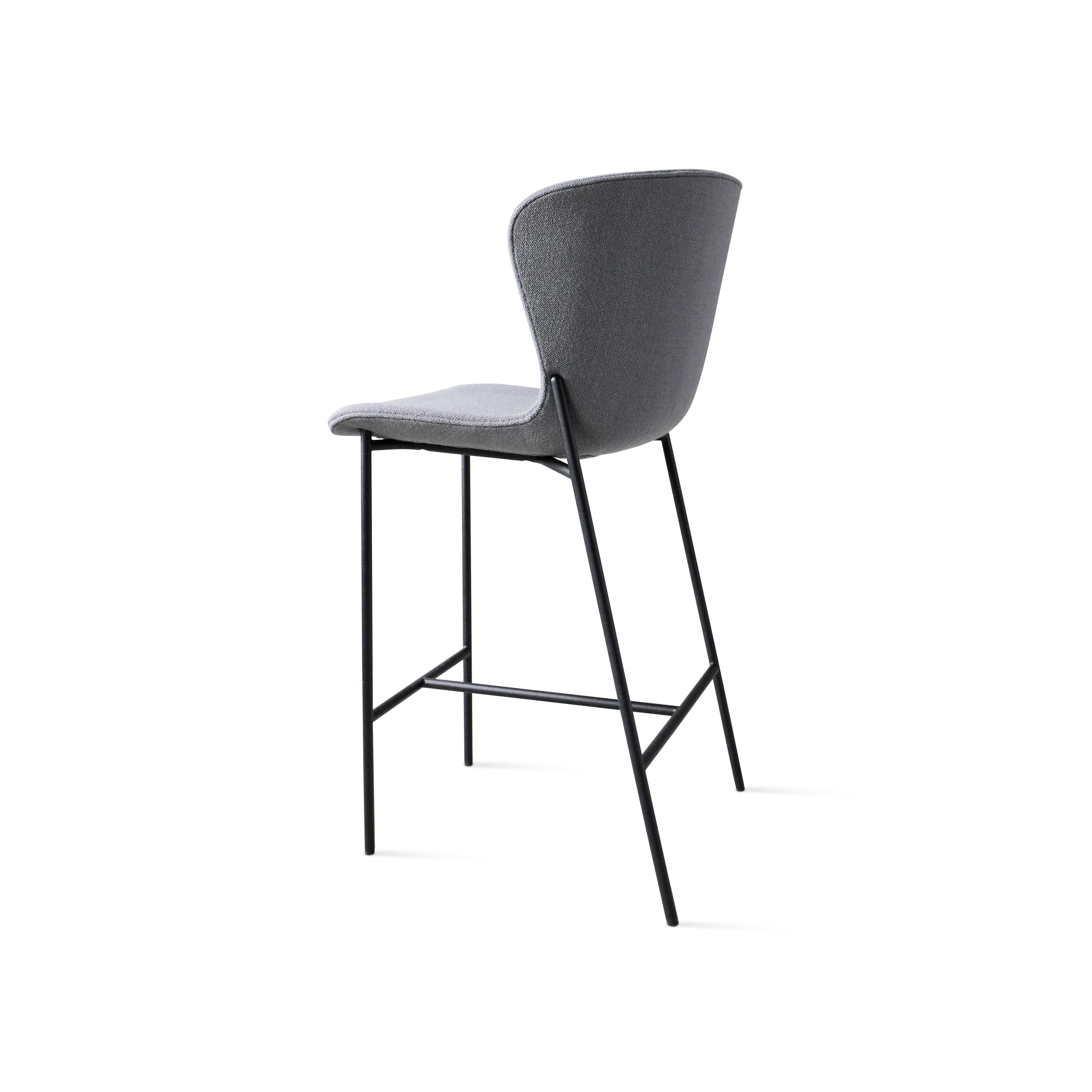 Contemporary Counter Chair 'Pipe' Black Leather Dakar, Black Legs For Sale 8