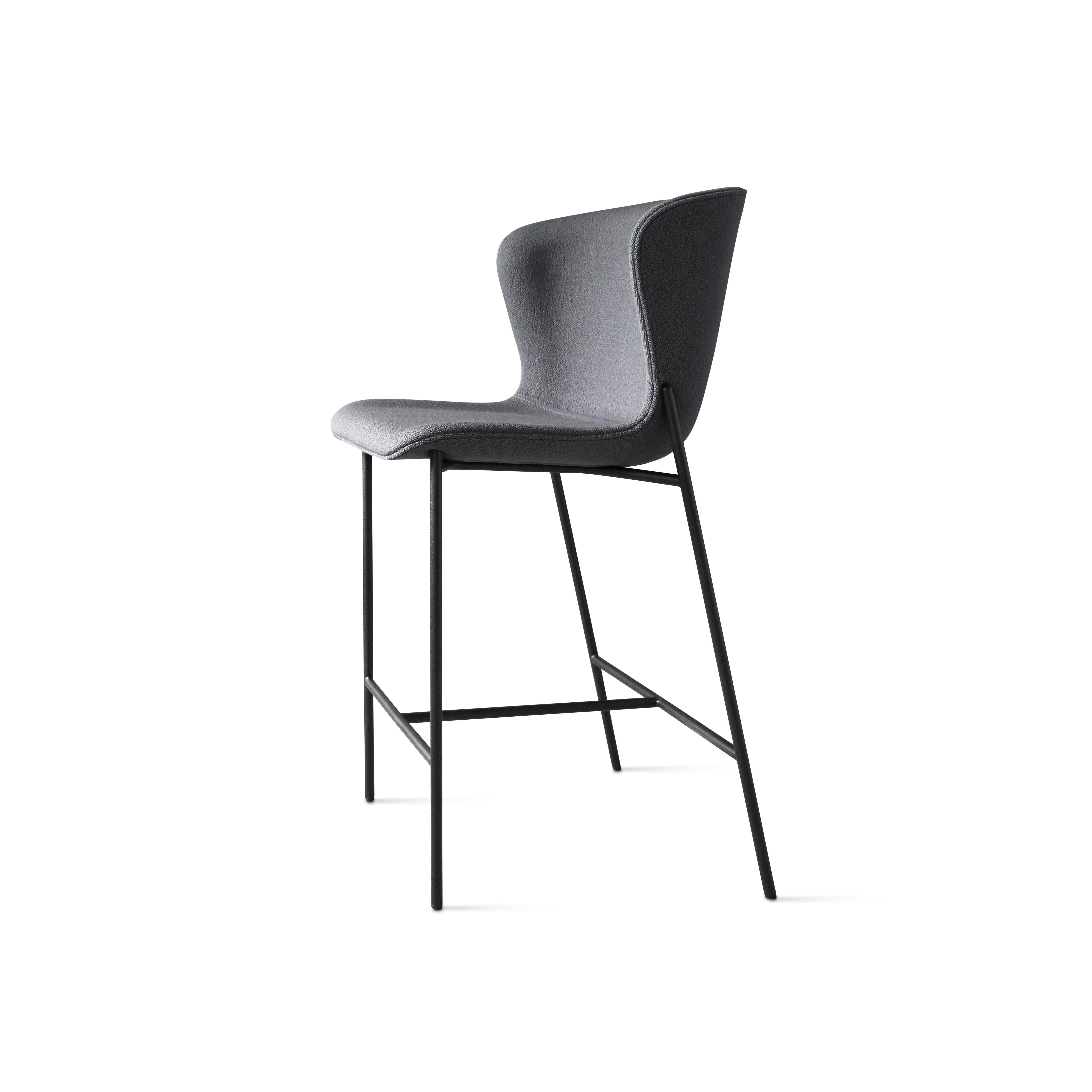 Contemporary Counter Chair 'Pipe' Black Leather Dakar, Black Legs For Sale 9