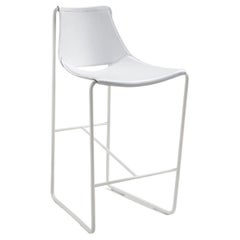 Sgabello da banco contemporaneo con base a slitta offerto in pelle