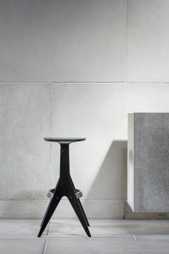 Contemporary Counter Stool 'Lavitta' 65 by Poiat, Black Oak