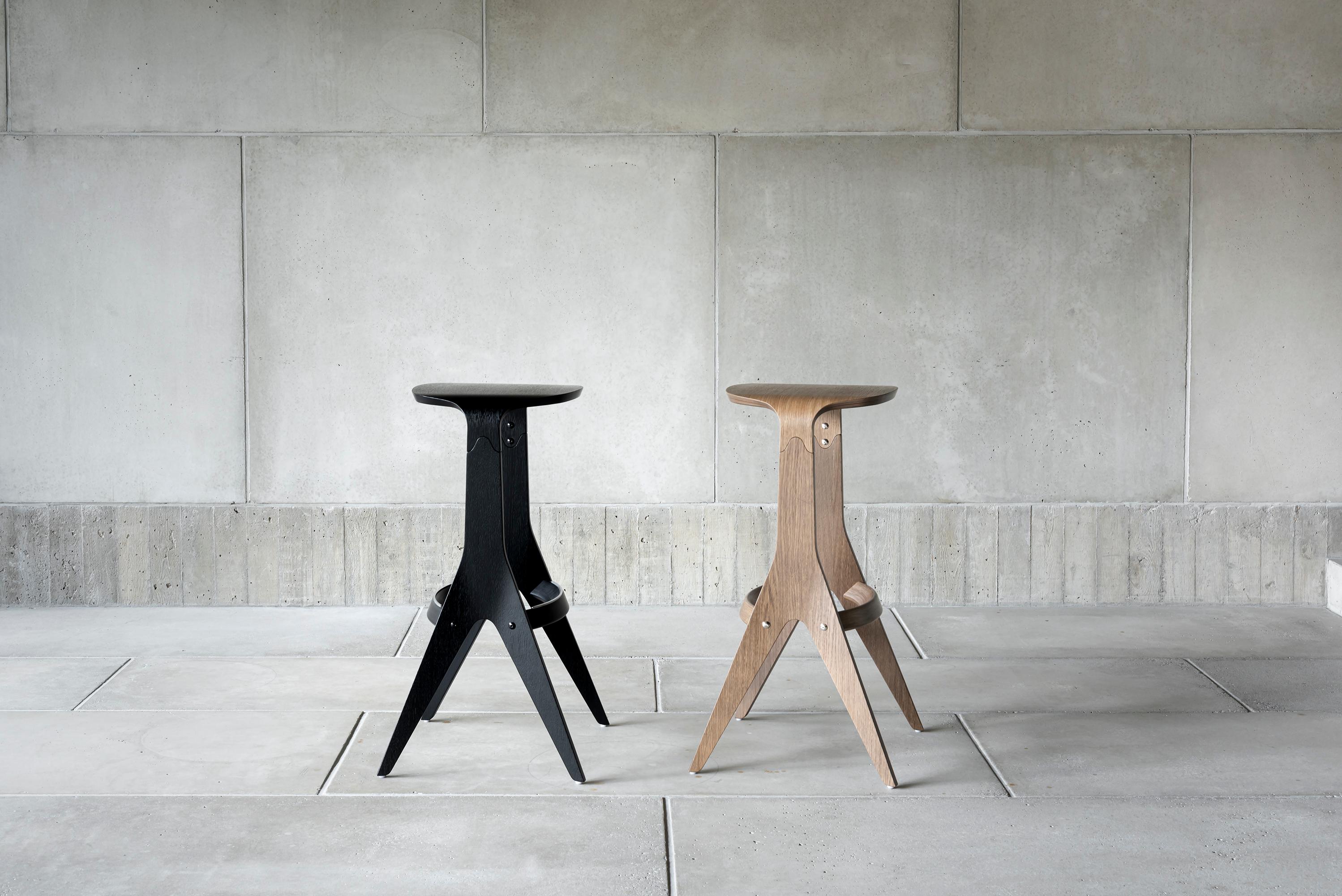 Scandinavian Modern Contemporary Counter Stool 'Lavitta' 65 by Poiat, Black Oak For Sale