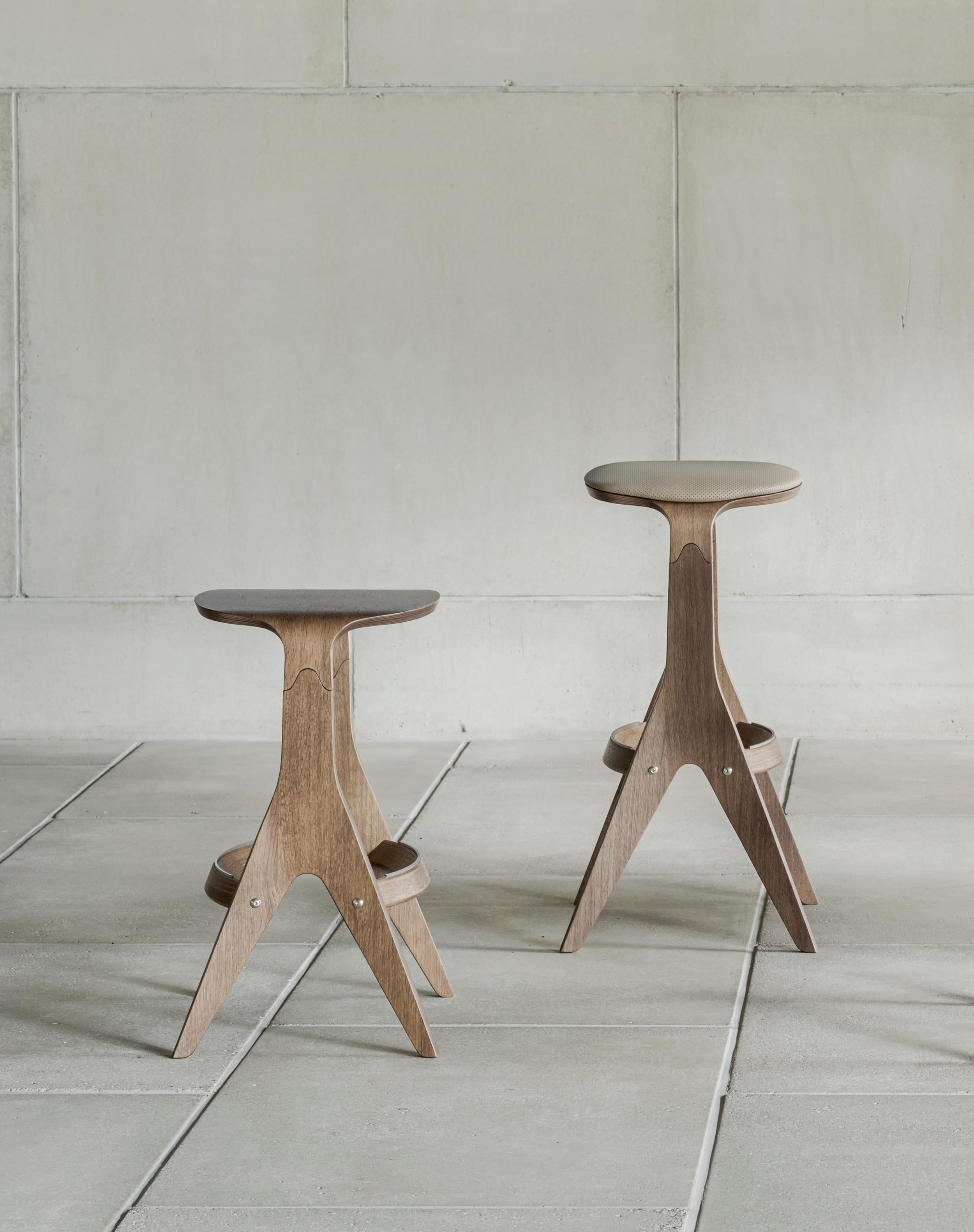 Finnish Contemporary Counter Stool 'Lavitta' 65 by Poiat, Black Oak For Sale