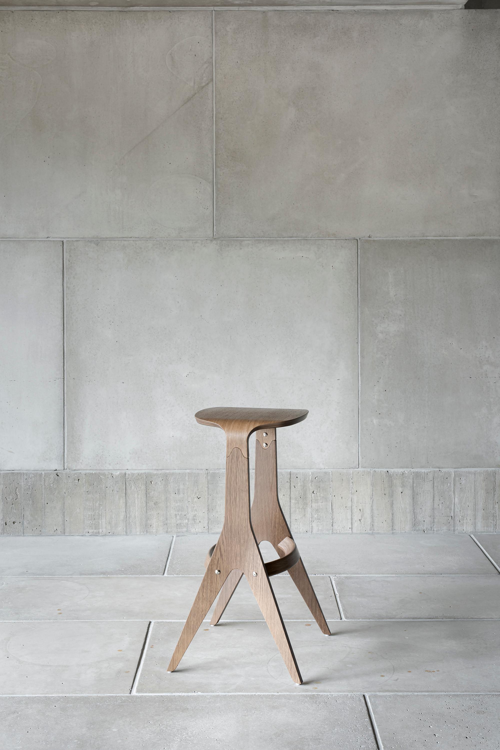 Contemporary Counter Stool 'Lavitta' 65 by Poiat, Black Oak In New Condition For Sale In Paris, FR
