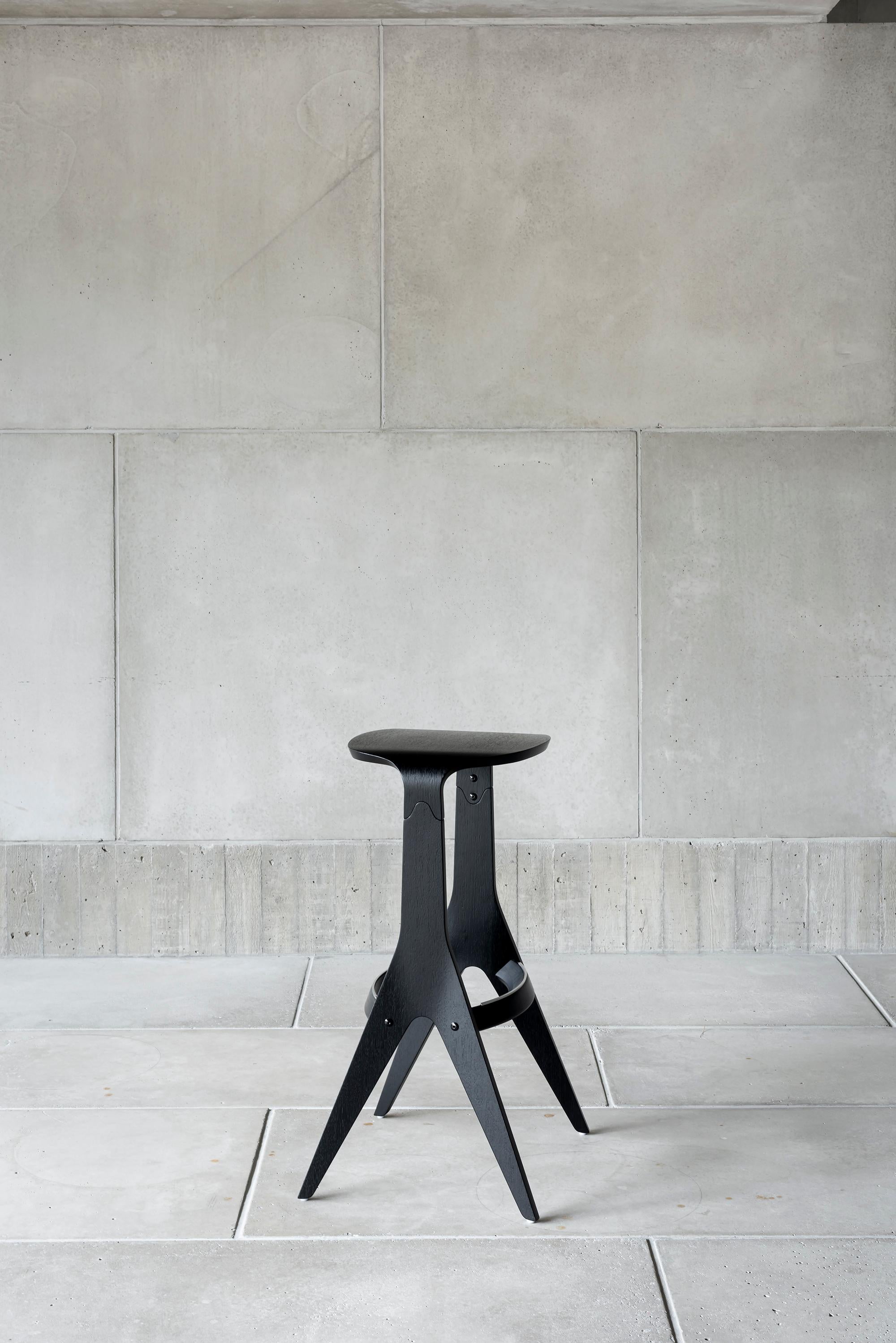 Contemporary Counter Stool 'Lavitta' 65 by Poiat, Black Oak For Sale 3
