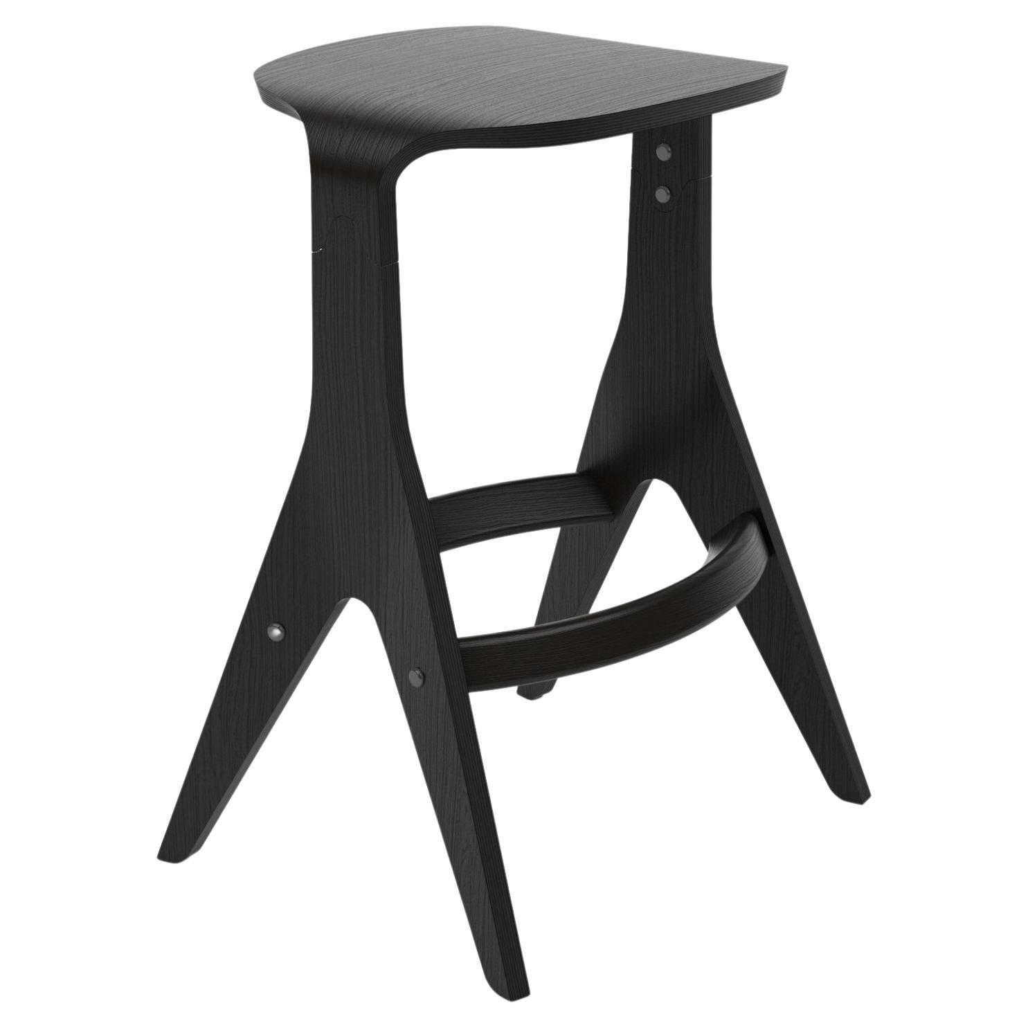 Contemporary Counter Stool 'Lavitta' 65 by Poiat, Black Oak For Sale